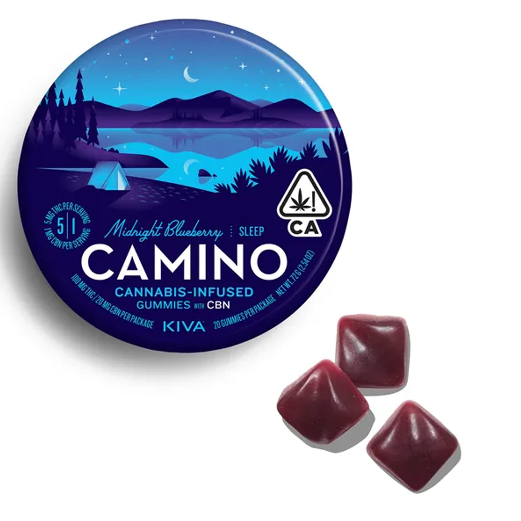 Midnight Blueberry 5:1 CBN Gummies - Camino - Kiva - Midnight Blueberry (CBN) (I) - $19 - Edibles