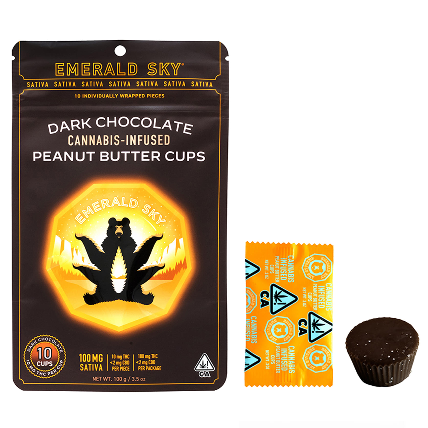 Sativa DARK Chocolate Peanut Butter Cups 10pk - Emerald Sky - Sativa Peanut Butter Cups - $16 - Edibles