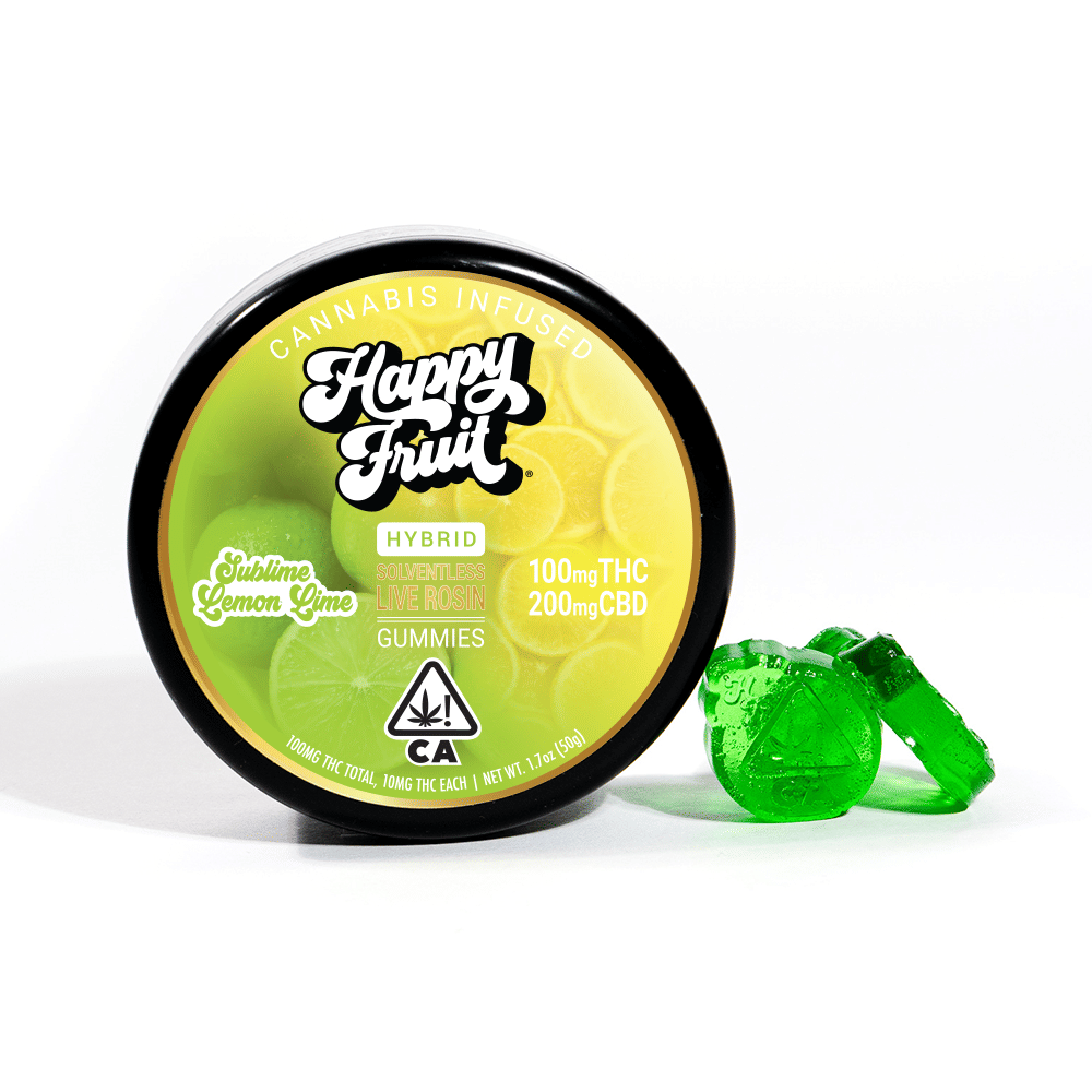 Happy Fruit - Sublime Lemon Lime Rosin 2:1 CBD:THC Gummies - Happy Fruit - Happy Fruit - Sublime Lemon Lime Rosin 2:1 CBD:THC Gummies - $23 - Edible