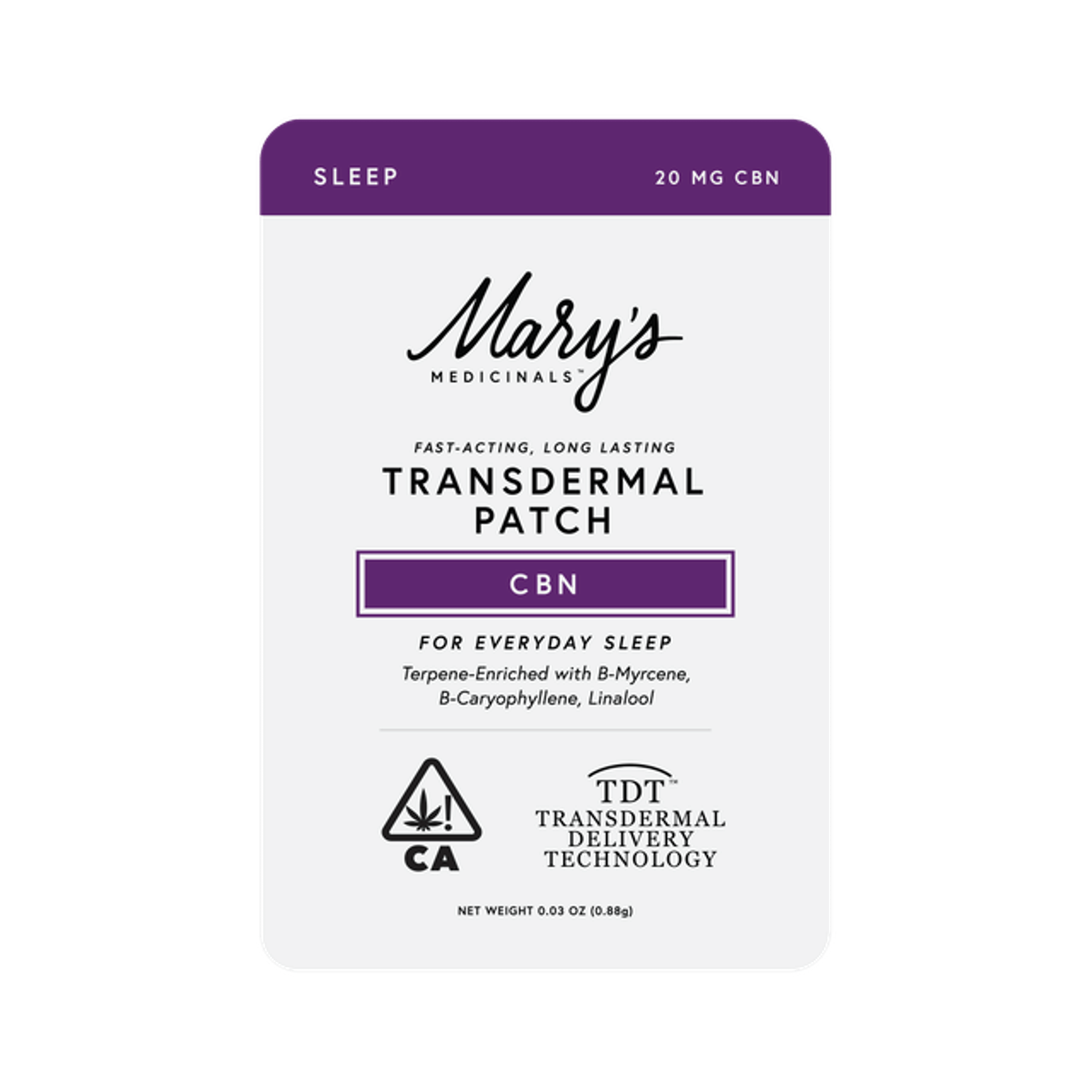 Sleep Transdermal Patch - CBN *SPECIAL PRICING* - Mary's Medicinals - CBN Sleep Patch - $9.80 - Topicals