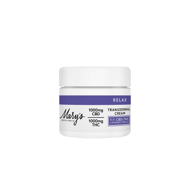 Relax - Lavender Vanilla Cream 1000MG - 1:1 CBD:THC *SPECIAL PRICING* - Mary's Medicinals - 1000mg Relax Cream  1:1 - $55 - Topicals