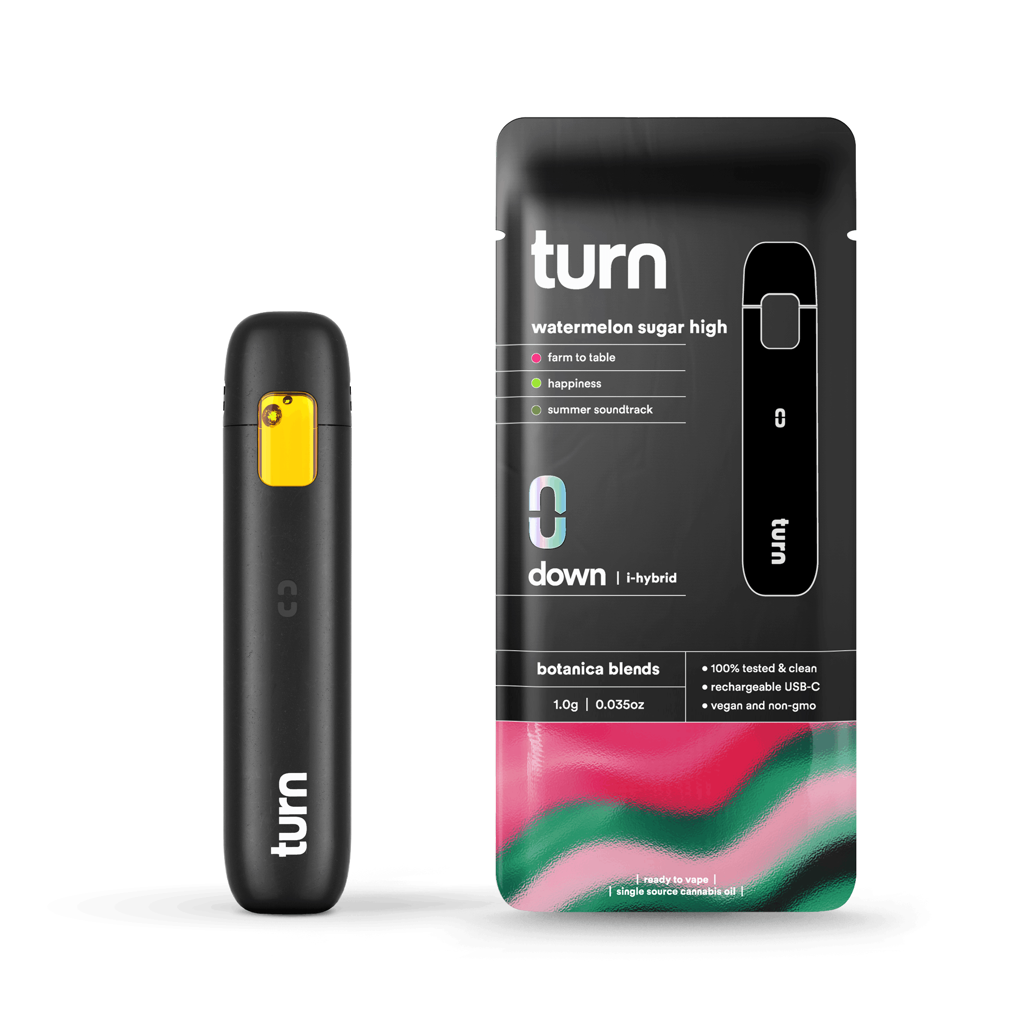 1.0g AIO | watermelon sugar high | botanica blends | down | - Turn - 1.0g AIO | watermelon sugar high - $35 - Vape Pens