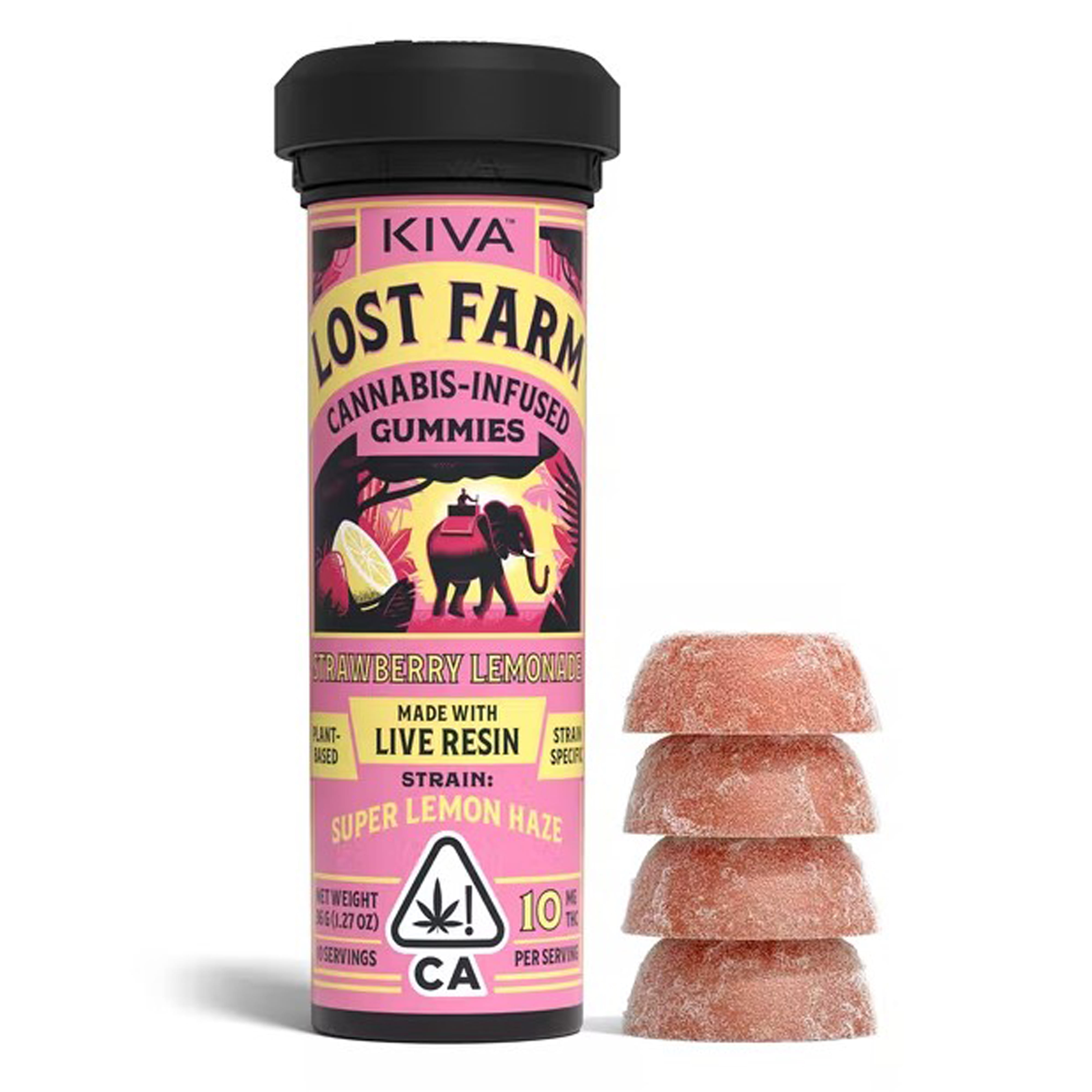Strawberry Lemonade (S/H) Lost Farms Live Resin Gummies - Kiva - Strawberry Lemonade (Super Lemon Haze) - $19 - Edibles