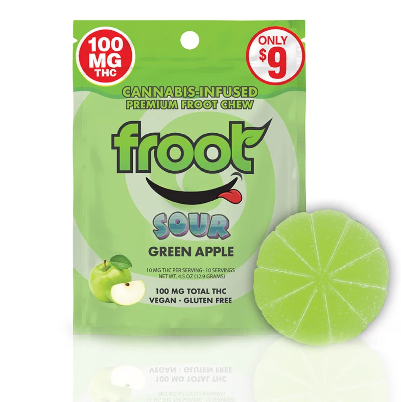 Sour Green Apple single gummy 100mg - Froot -  - $5.60 - Edible
