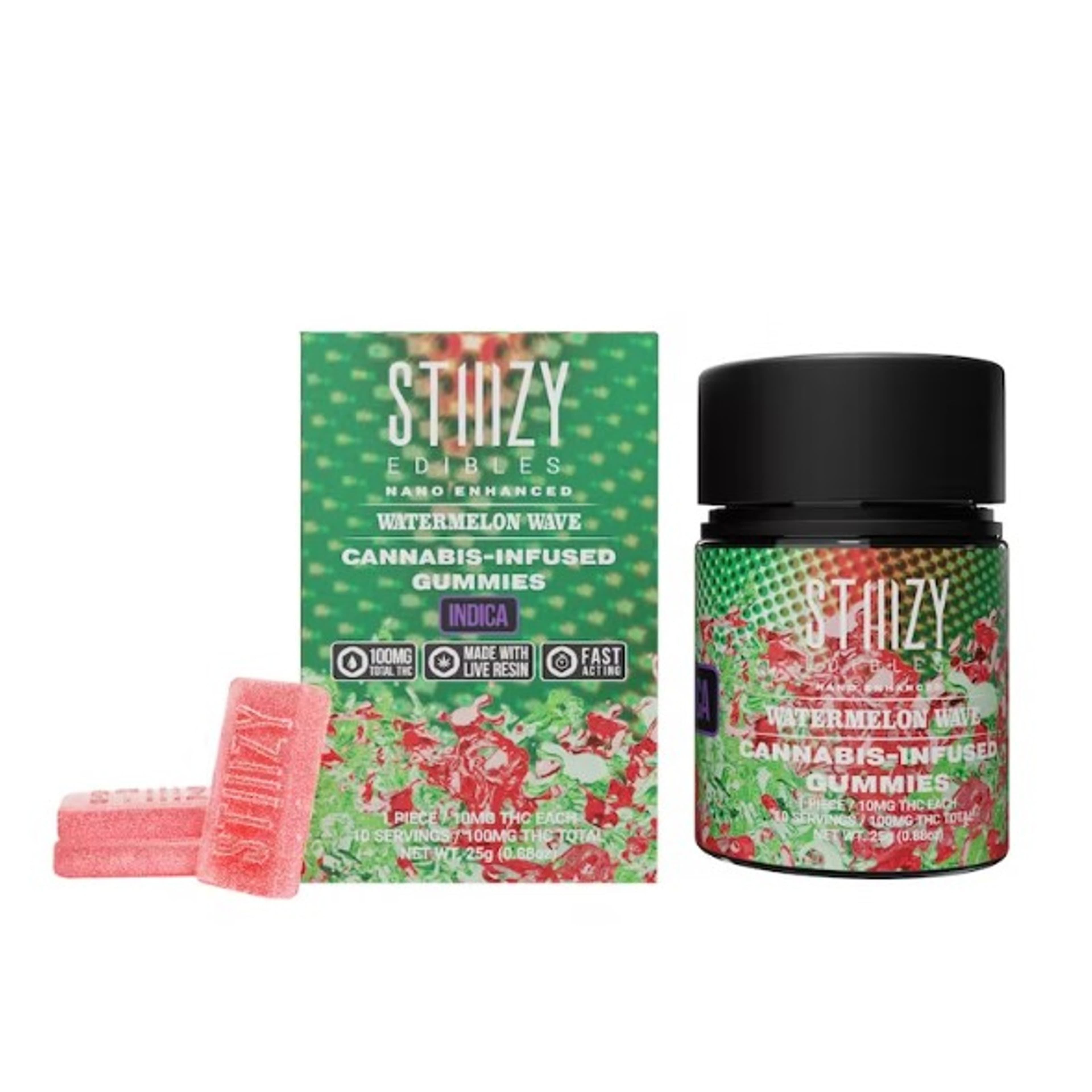 Watermelon Wave Nano Gummies 100mg - STIIIZY - Stiiizy - - $8.80 - Edible