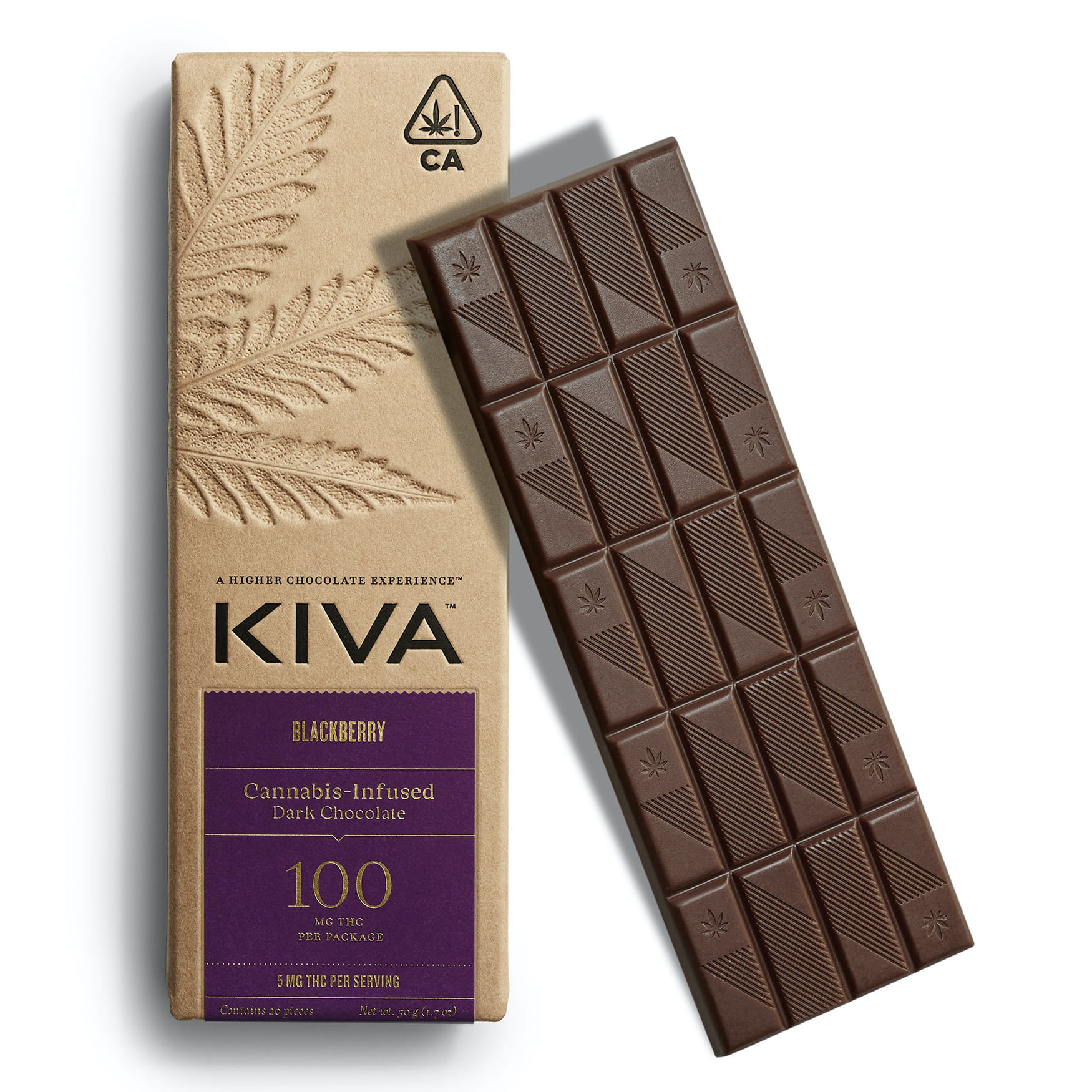 Blackberry Dark Chocolate Bar - Kiva - Blackberry Dark Chocolate - $20.46 - Edibles