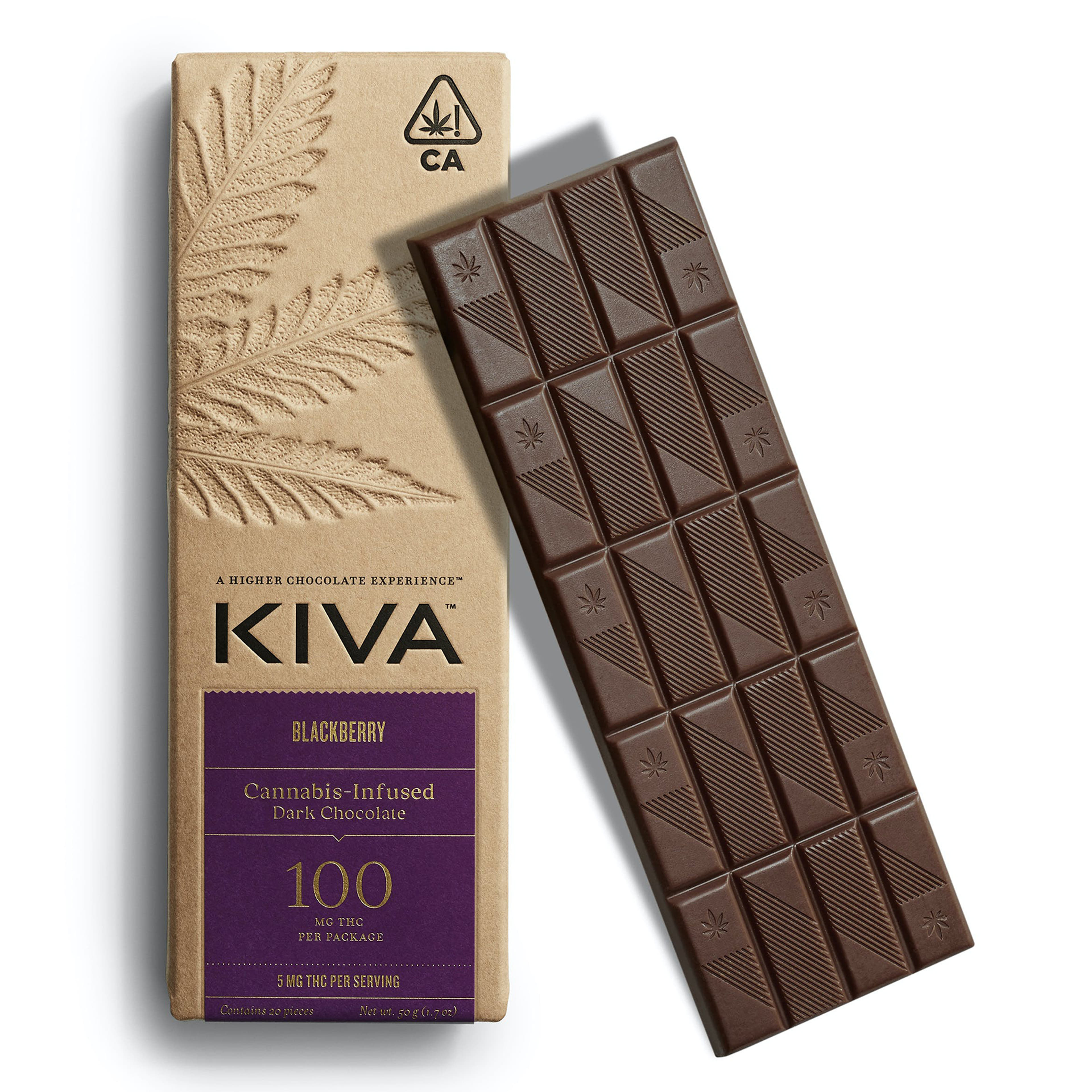 Blackberry Dark Chocolate Bar - Kiva - Blackberry Dark Chocolate - $20.46 - Edibles
