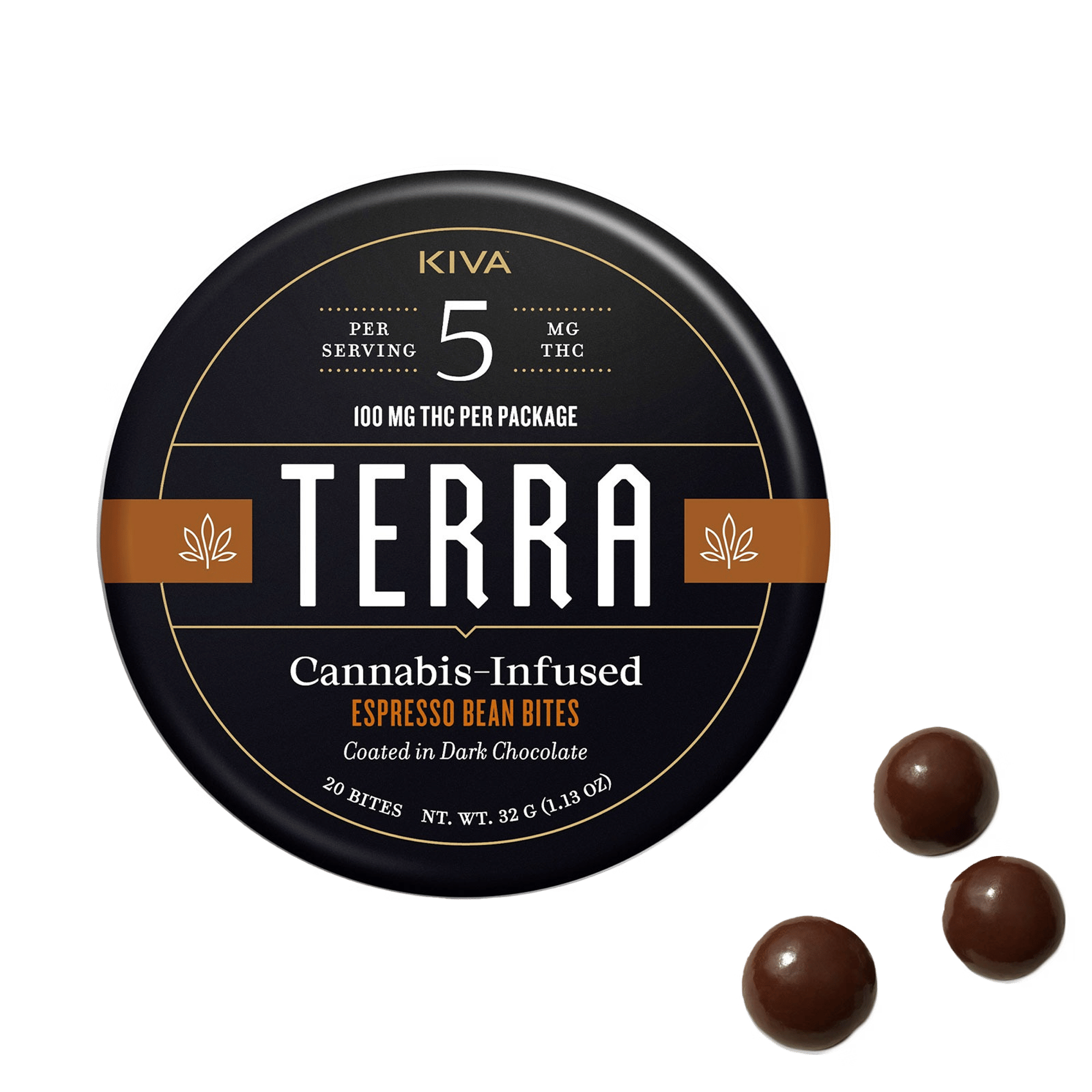Terra Bites Dark Chocolate Espresso - Kiva Confections - 120 mg - $21.99 - Edibles