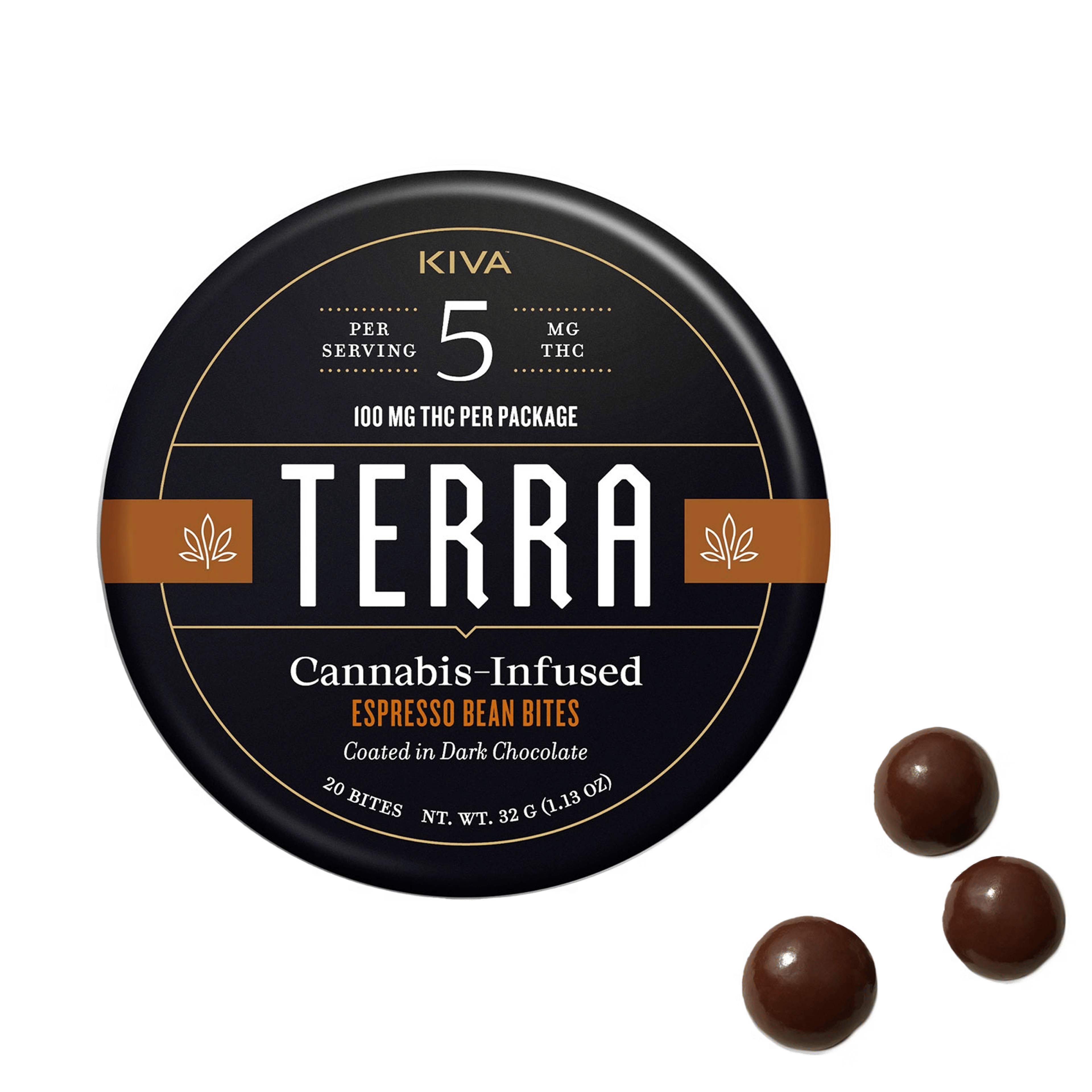 Terra Bites Dark Chocolate Espresso - Kiva Confections - 120 mg - $21.99 - Edibles