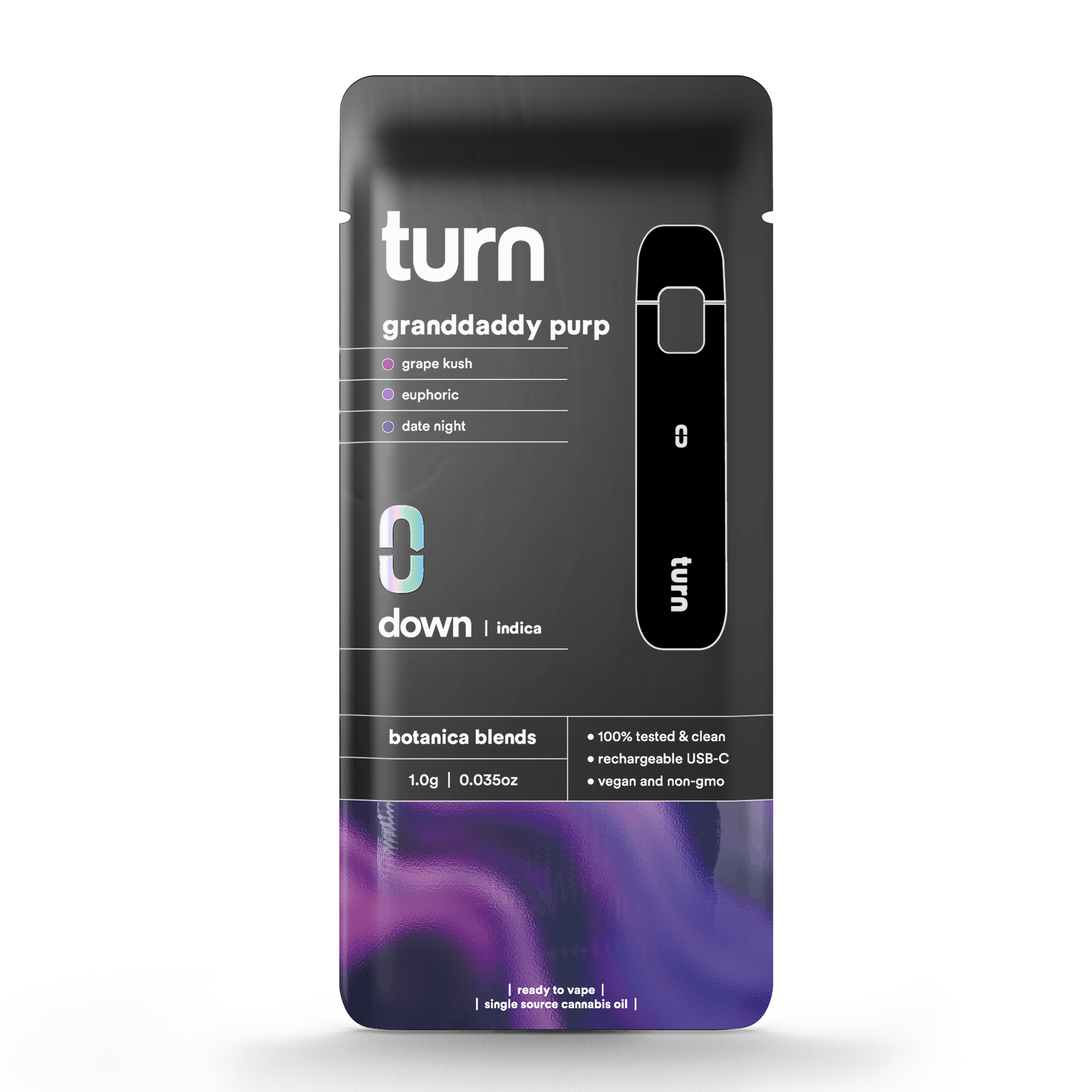 1.0g AIO | granddaddy purp | botanica blends | down | - Turn - 1.0g AIO | granddaddy purp Turn - $35 - Vape Pens