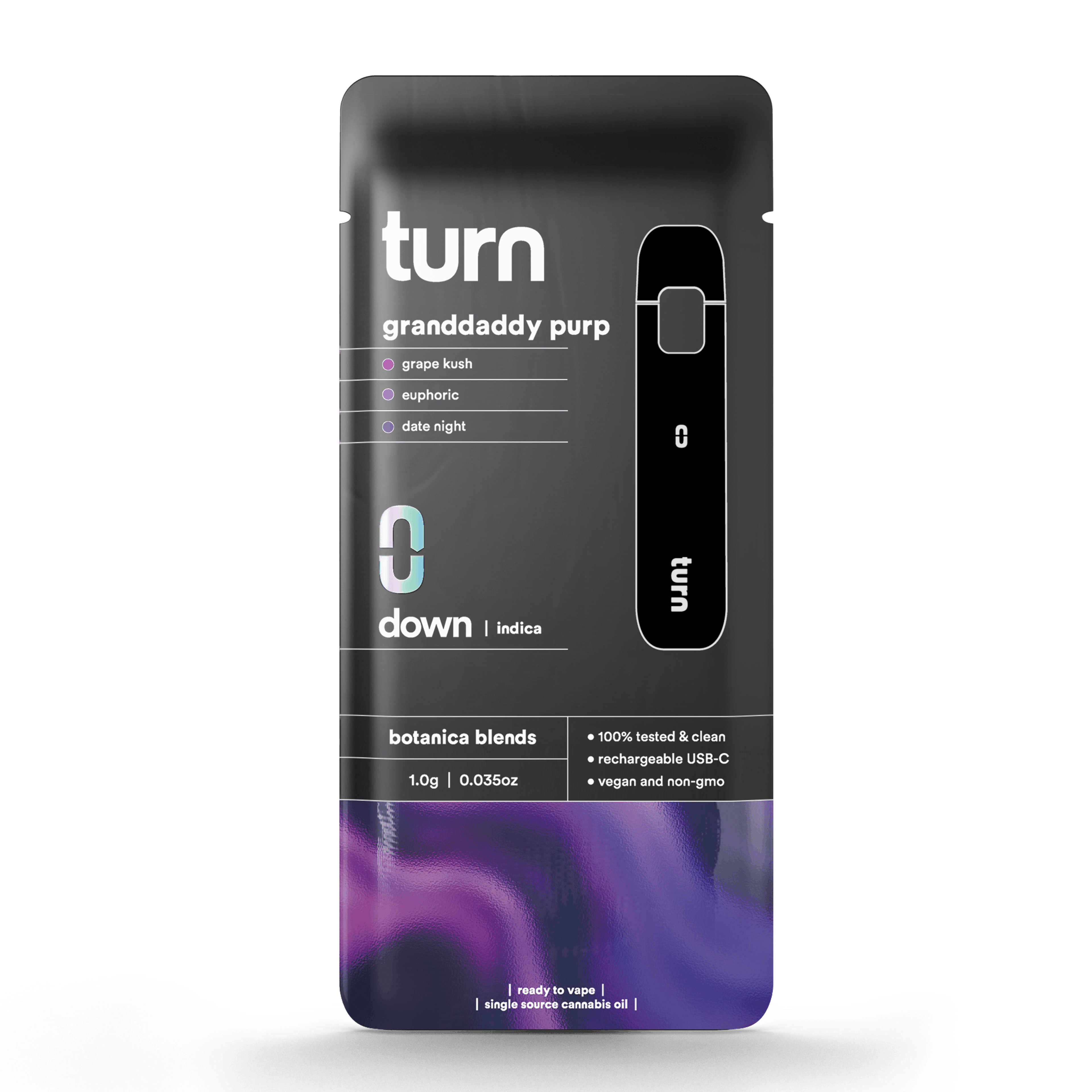 1.0g AIO | granddaddy purp | botanica blends | down | - Turn - 1.0g AIO | granddaddy purp Turn - $35 - Vape Pens