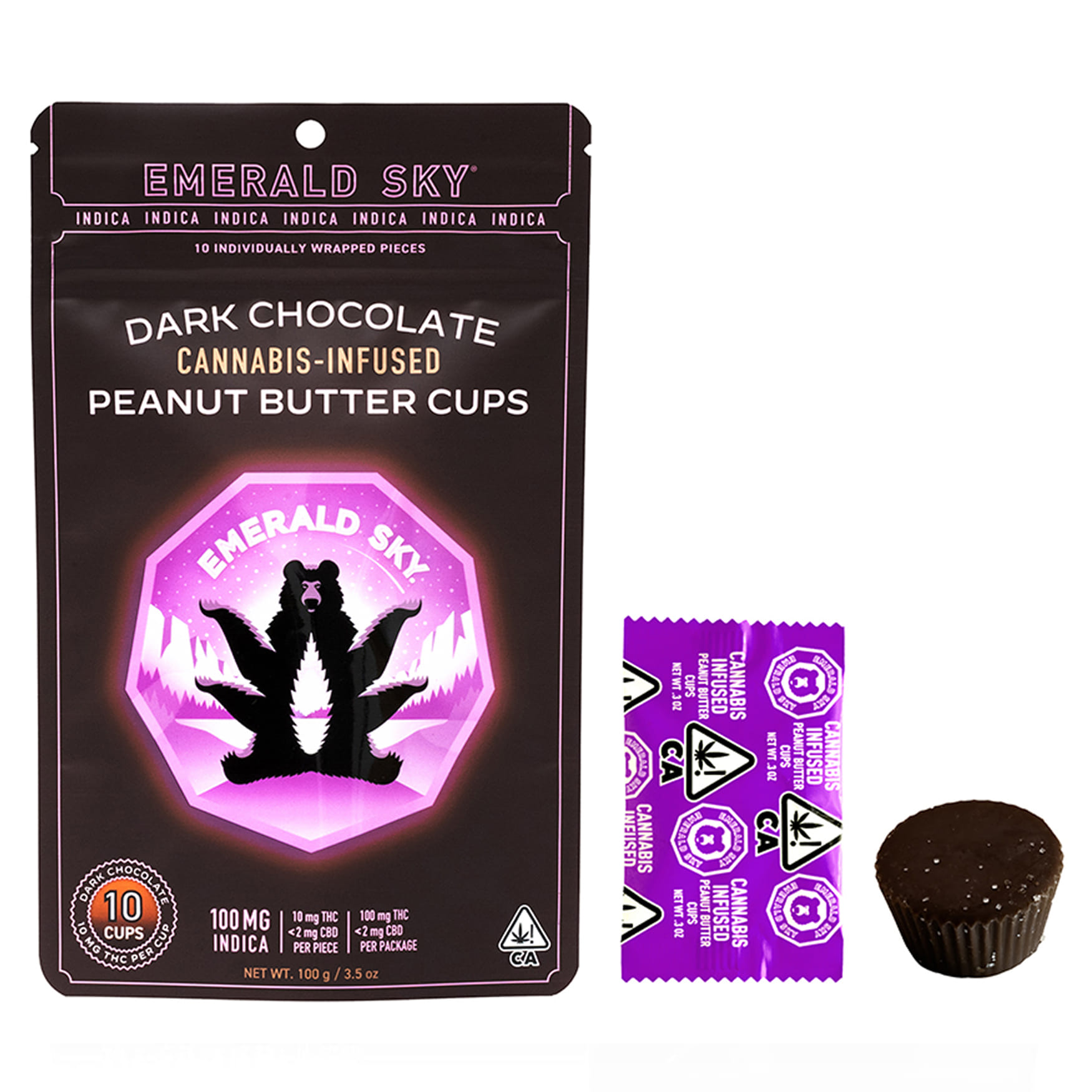 Indica DARK Chocolate Peanut Butter Cups 10pk - Emerald Sky - Indica Peanut Butter Cups - $16 - Edibles