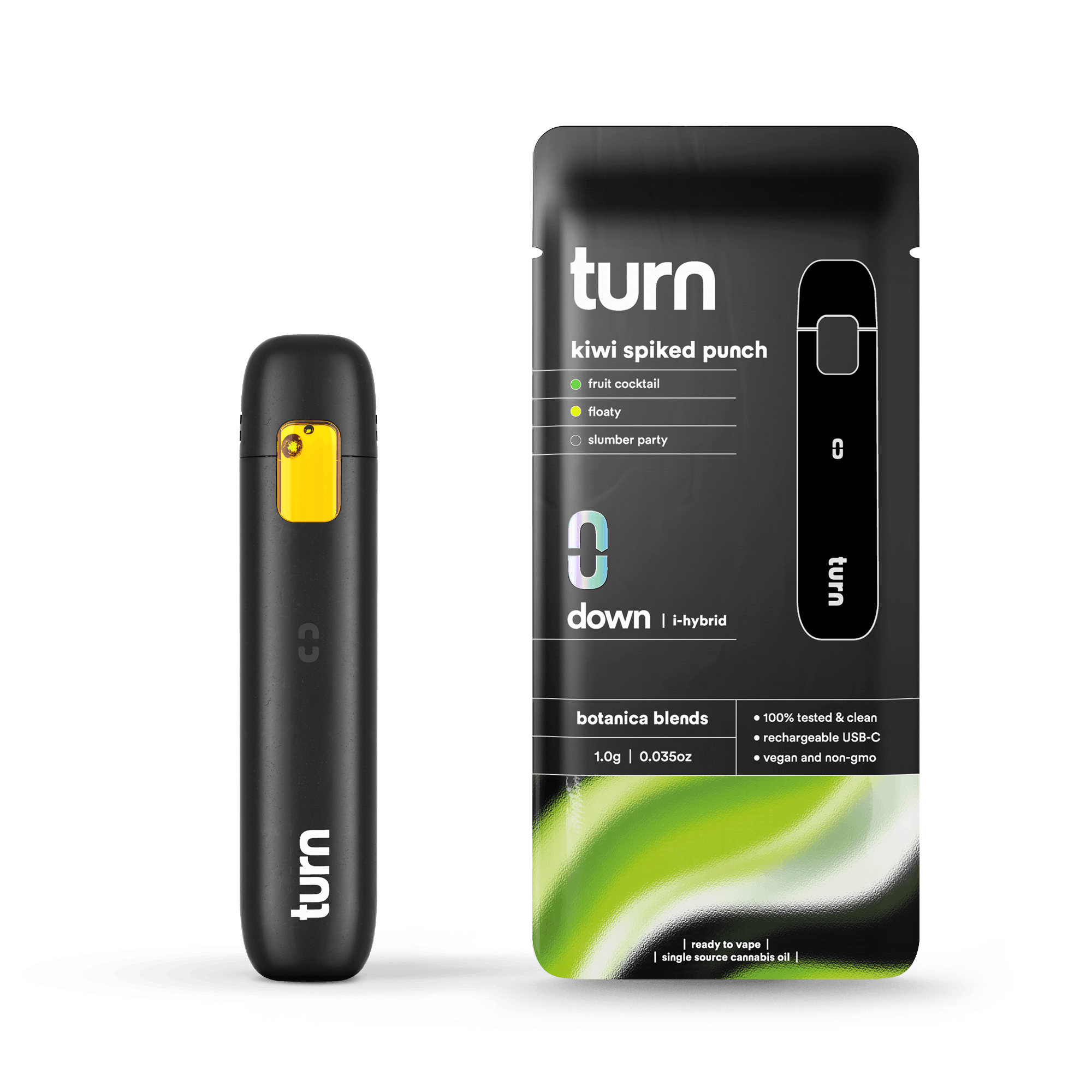 1.0g AIO | kiwi spiked punch | botanica blends | down | - Turn -  - $35 - Vape Pens
