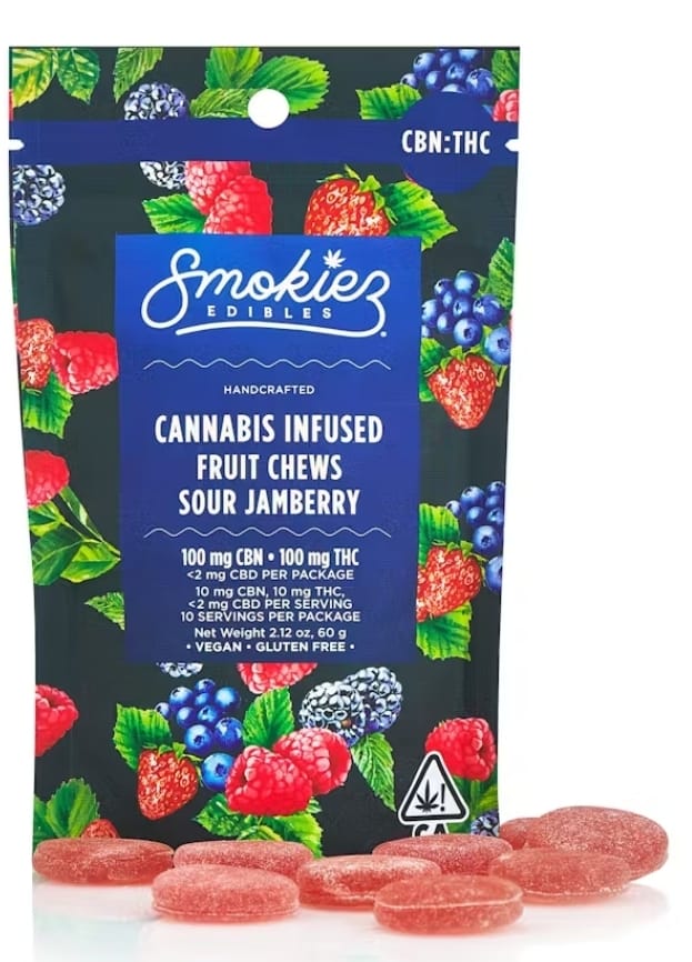 200mg 1:1 THC:CBN Fruit Chews - Sour Jamberry sleep gummies - Smokies -  - $30 - Edibles