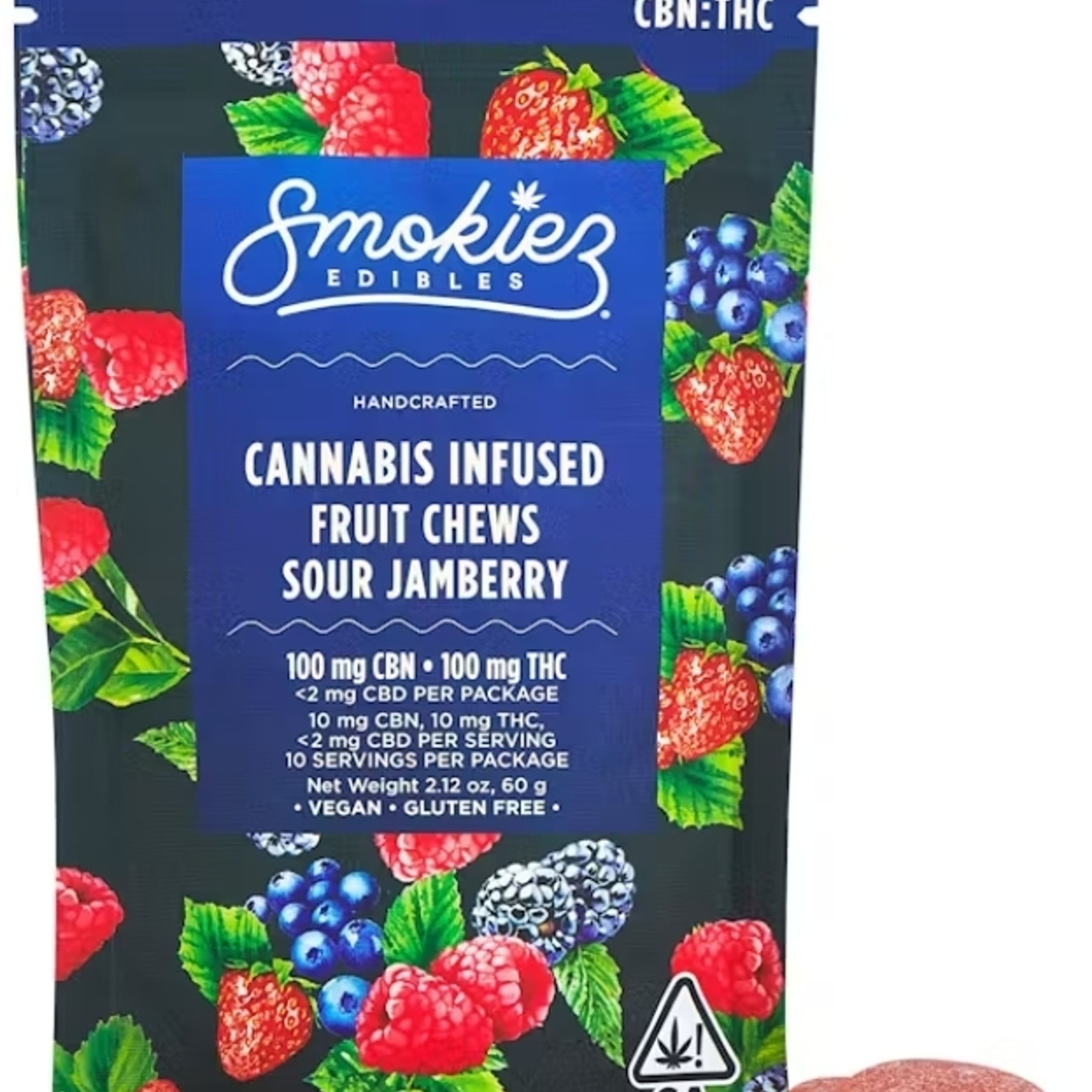 200mg 1:1 THC:CBN Fruit Chews - Sour Jamberry sleep gummies - Smokies - - $30 - Edibles