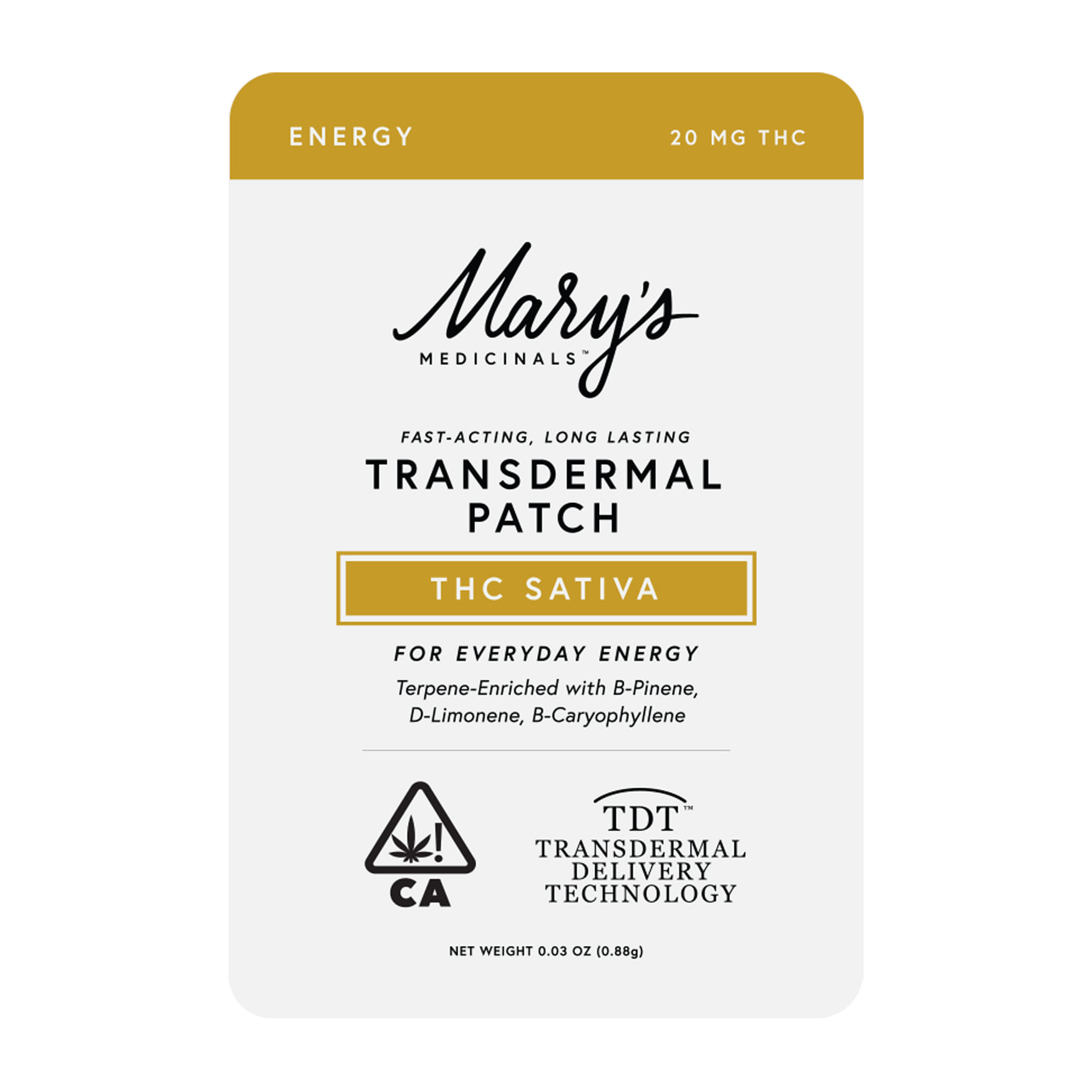 THC Energy Transdermal Patch *SPECIAL PRICNG* - Mary's Medicinals - Sativa Patch - $12 - Topicals