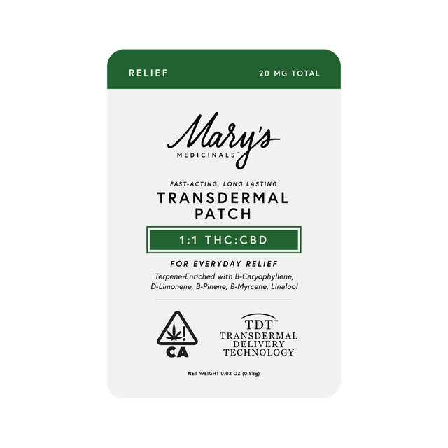 Relief Transdermal Patch - 1:1 CBD:THC *SPECIAL PRICING* - Mary's Medicinals - CBD:THC Relief Patch - $9.80 - Topicals