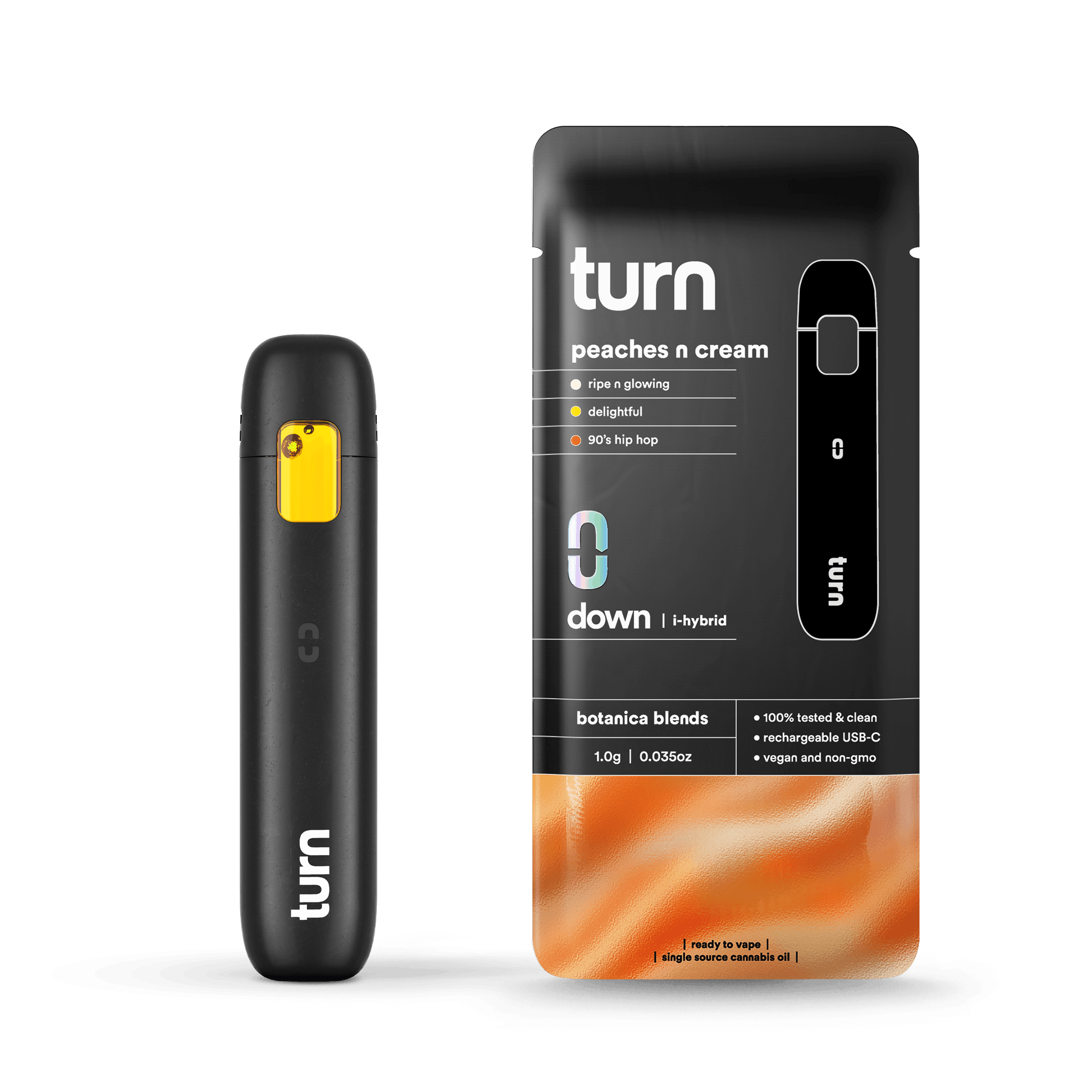 1.0g AIO | peaches n cream | botanica blends | down | - Turn - 1.0g AIO | peaches n cream - $35 - Vape Pens