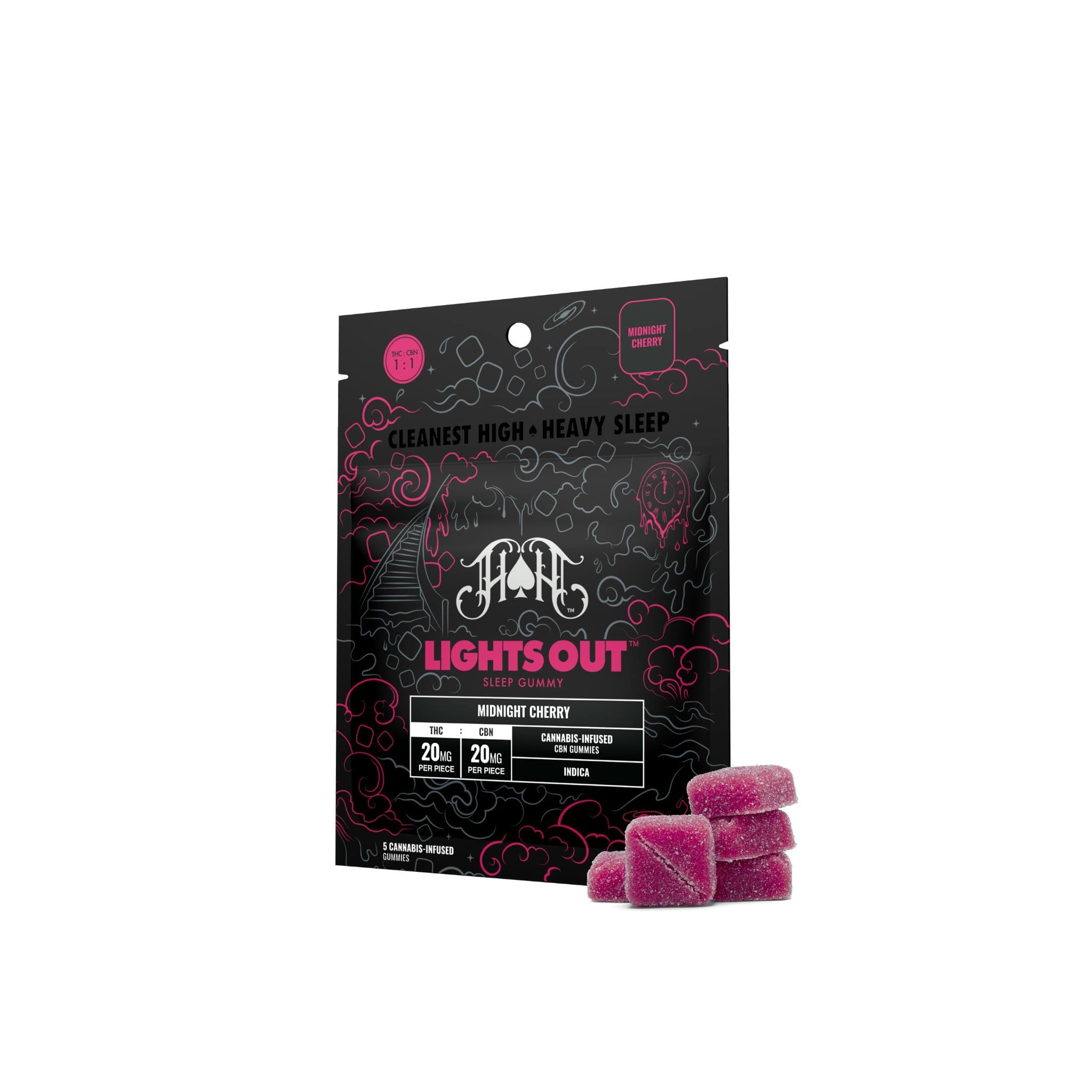 MIDNIGHT CHERRY 1:1 THC CBN - Heavy Hitters -  - $16 - Edible (weight - each)