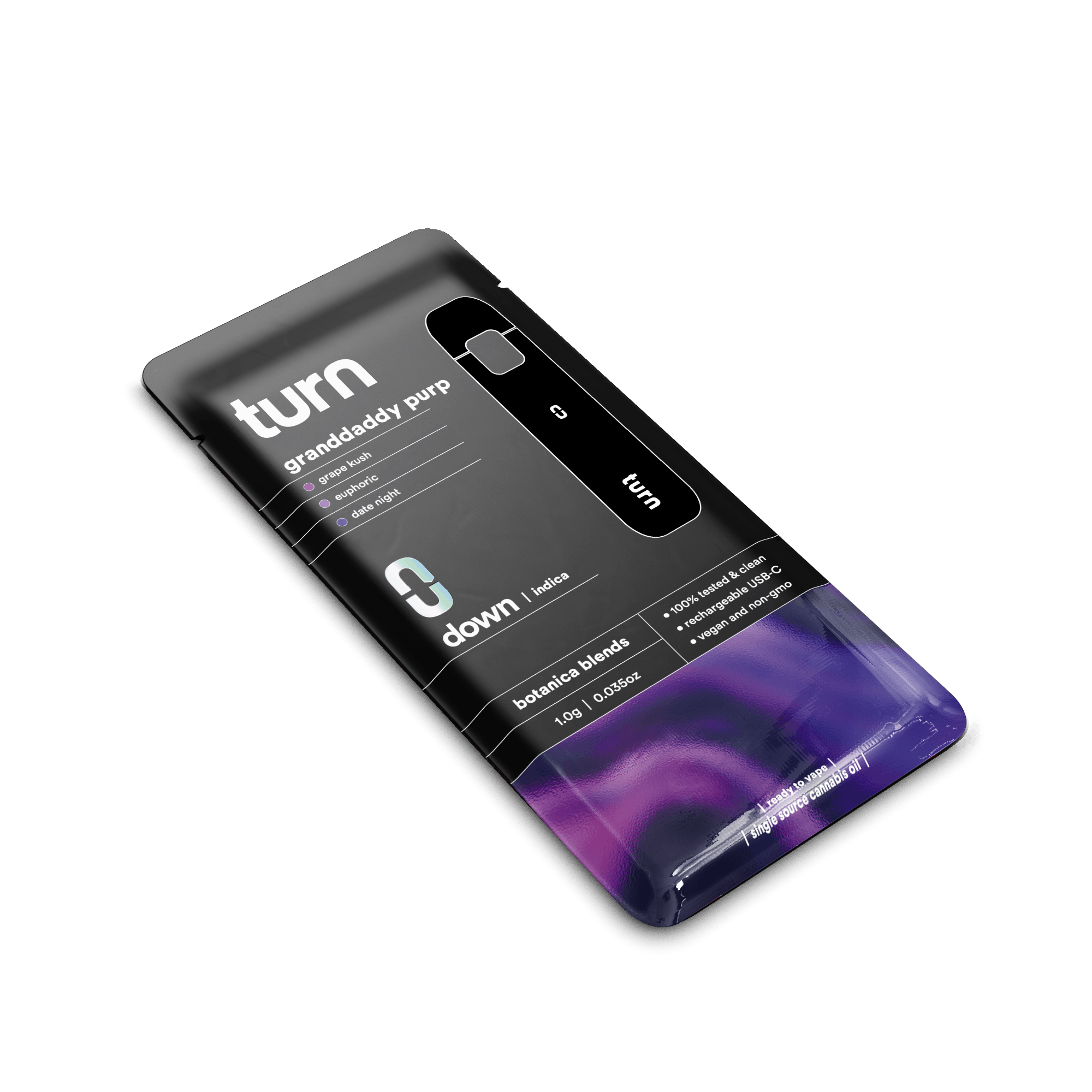 1.0g AIO | granddaddy purp | botanica blends | down | - Turn - 1.0g AIO | granddaddy purp Turn - $35 - Vape Pens