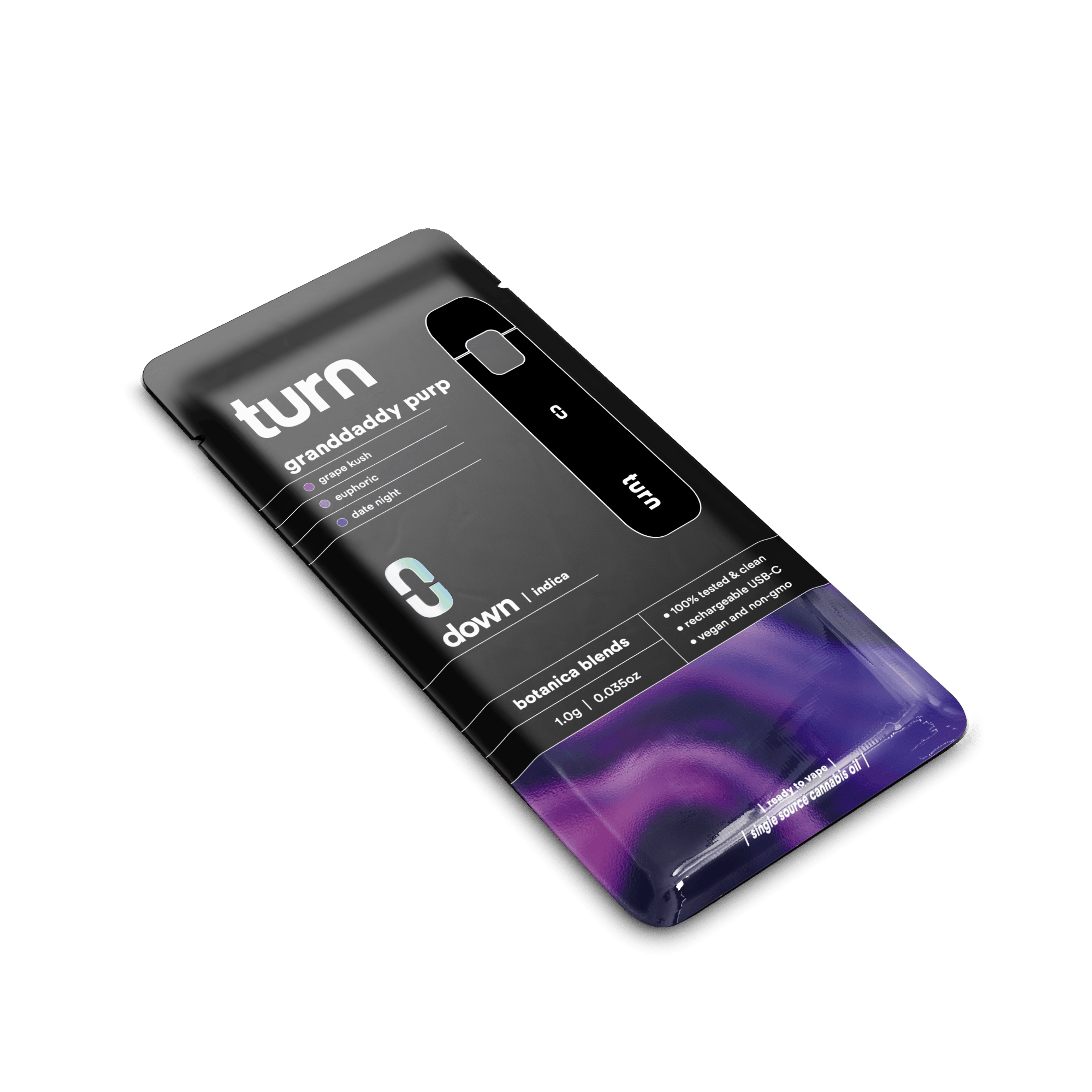 1.0g AIO | granddaddy purp | botanica blends | down | - Turn - 1.0g AIO | granddaddy purp Turn - $35 - Vape Pens