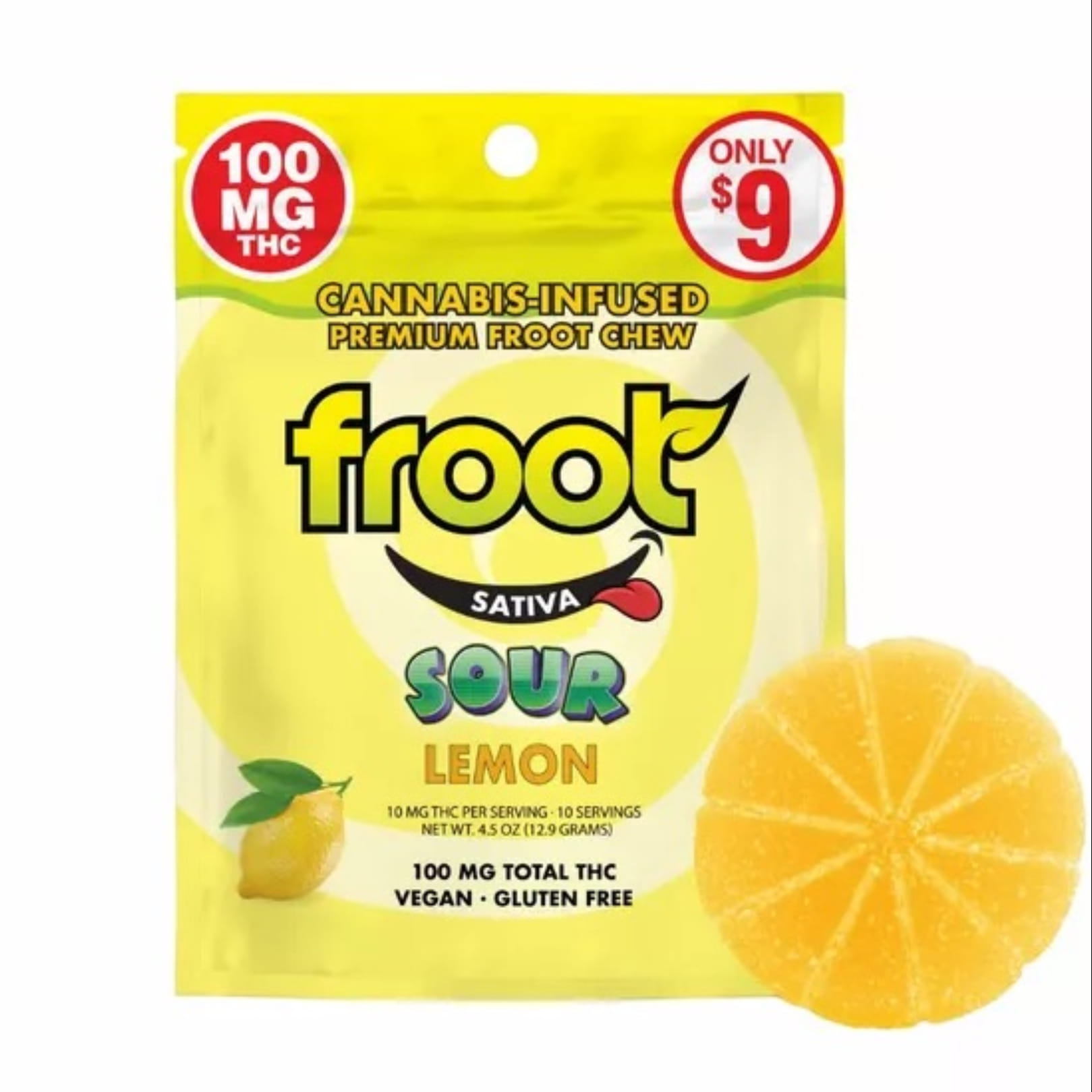 Sour Lemon single gummy 100mg - Froot -  - $5.60 - Edible