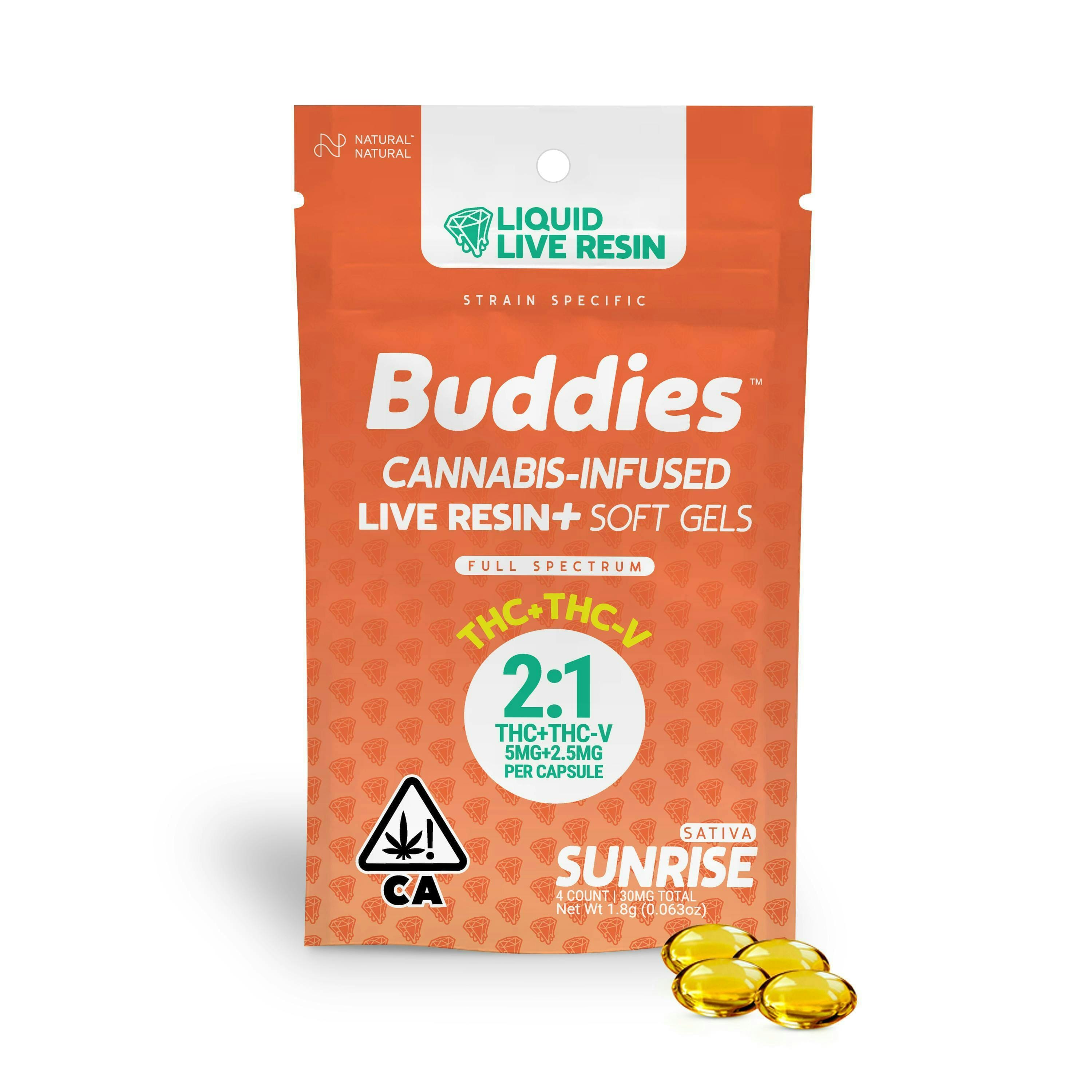 LR SUNRISE THC/THC 5MG:2.5MG SOFT GEL 60PK - Buddies -  - $35.20 - Capsules