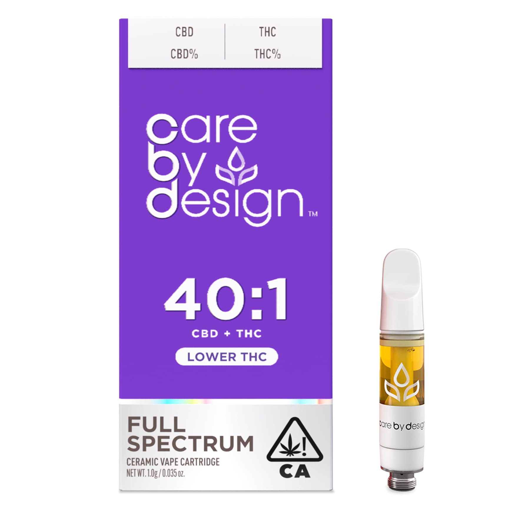 40:1 CBD Cartridge - 1g - Care by Design - 40:1 CBD - $39.90 - Cartridges