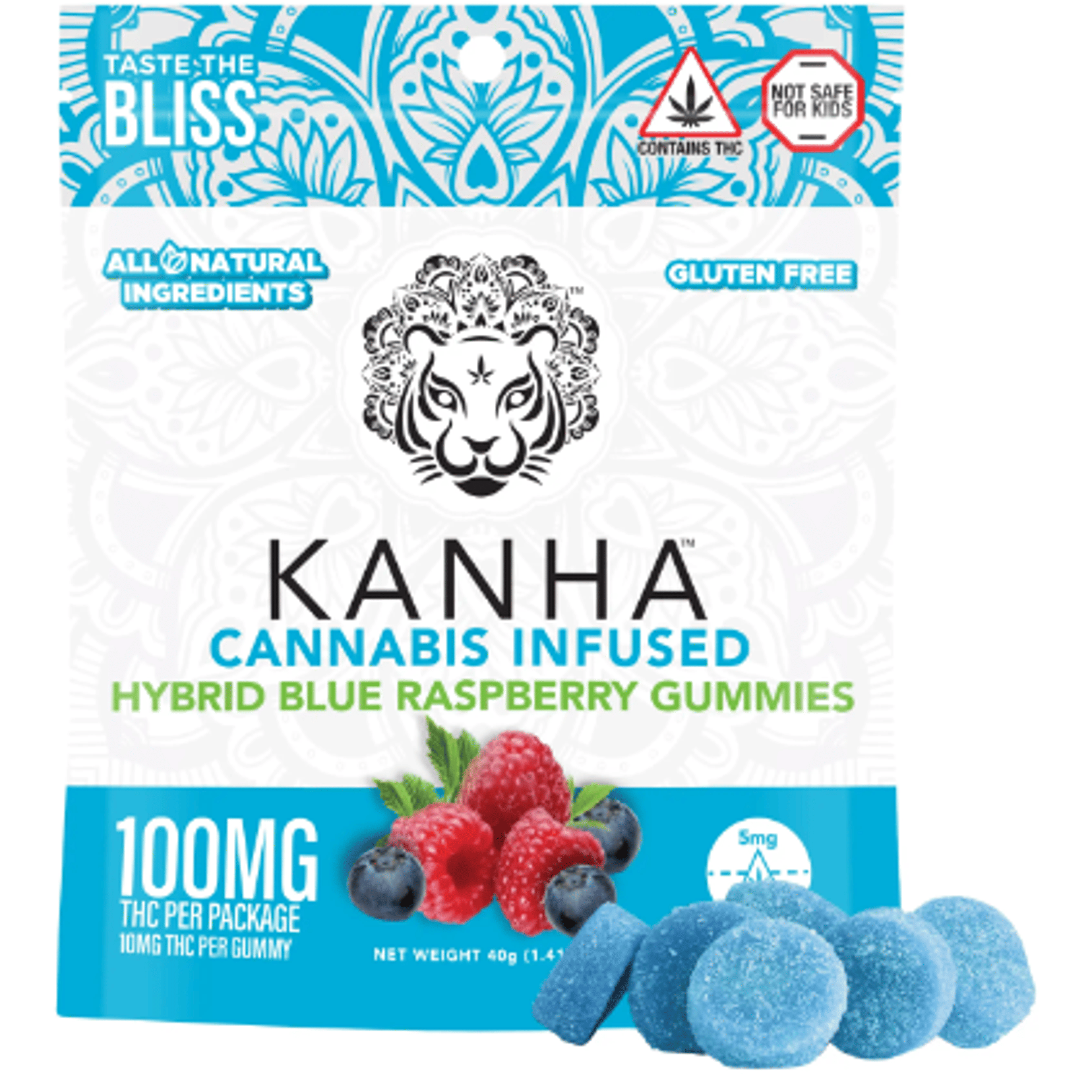 Blue Raspberry Classic - 100mg Gummies - Kanha - Blue Raspberry 100mg (H) - $14 - Edibles