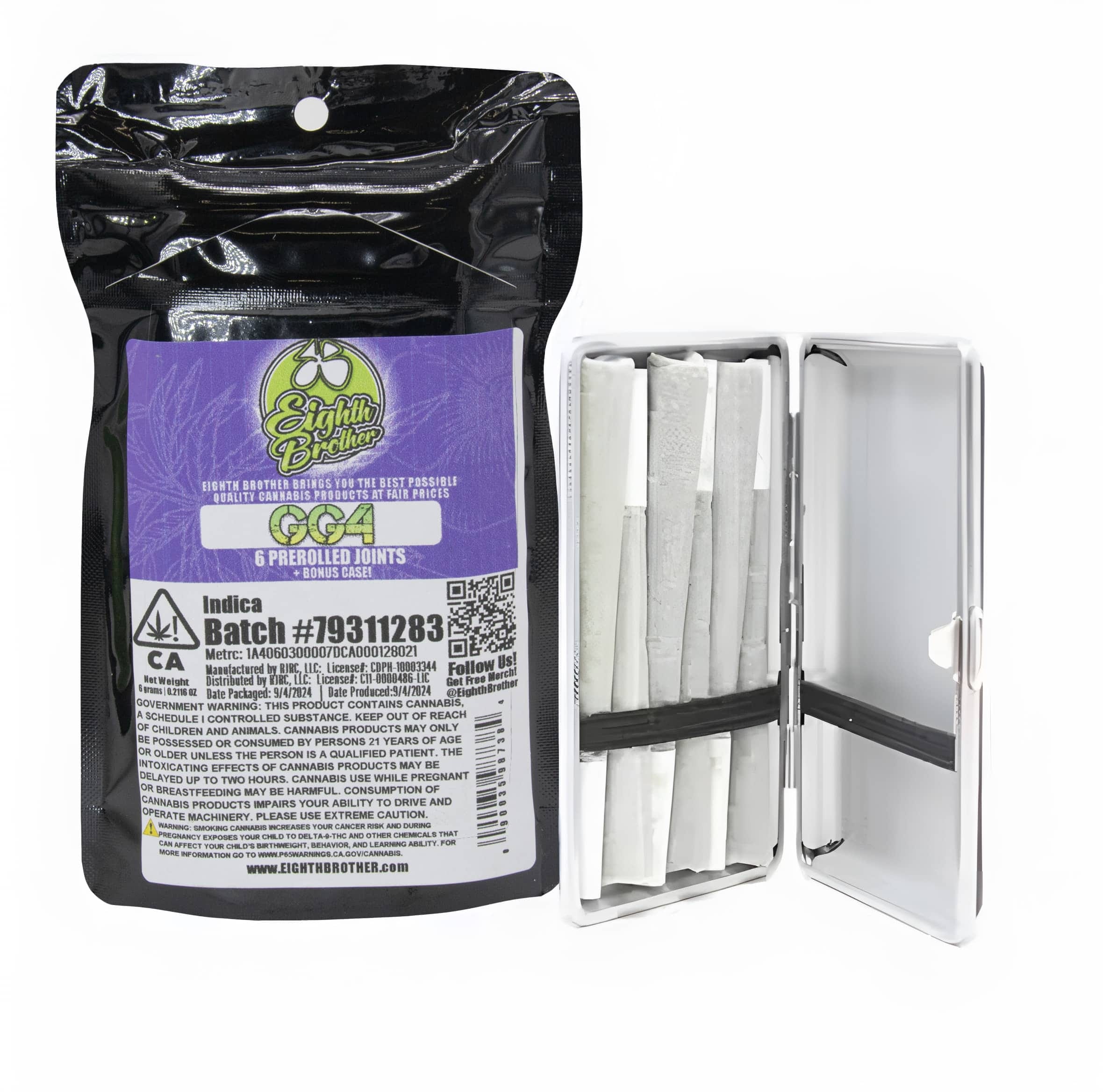 EIGHTH BROTHER - GG4 (I/H) - 6 x 1g Prerolls - Eighth Brother - 6pk PR - $20 - Prerolls