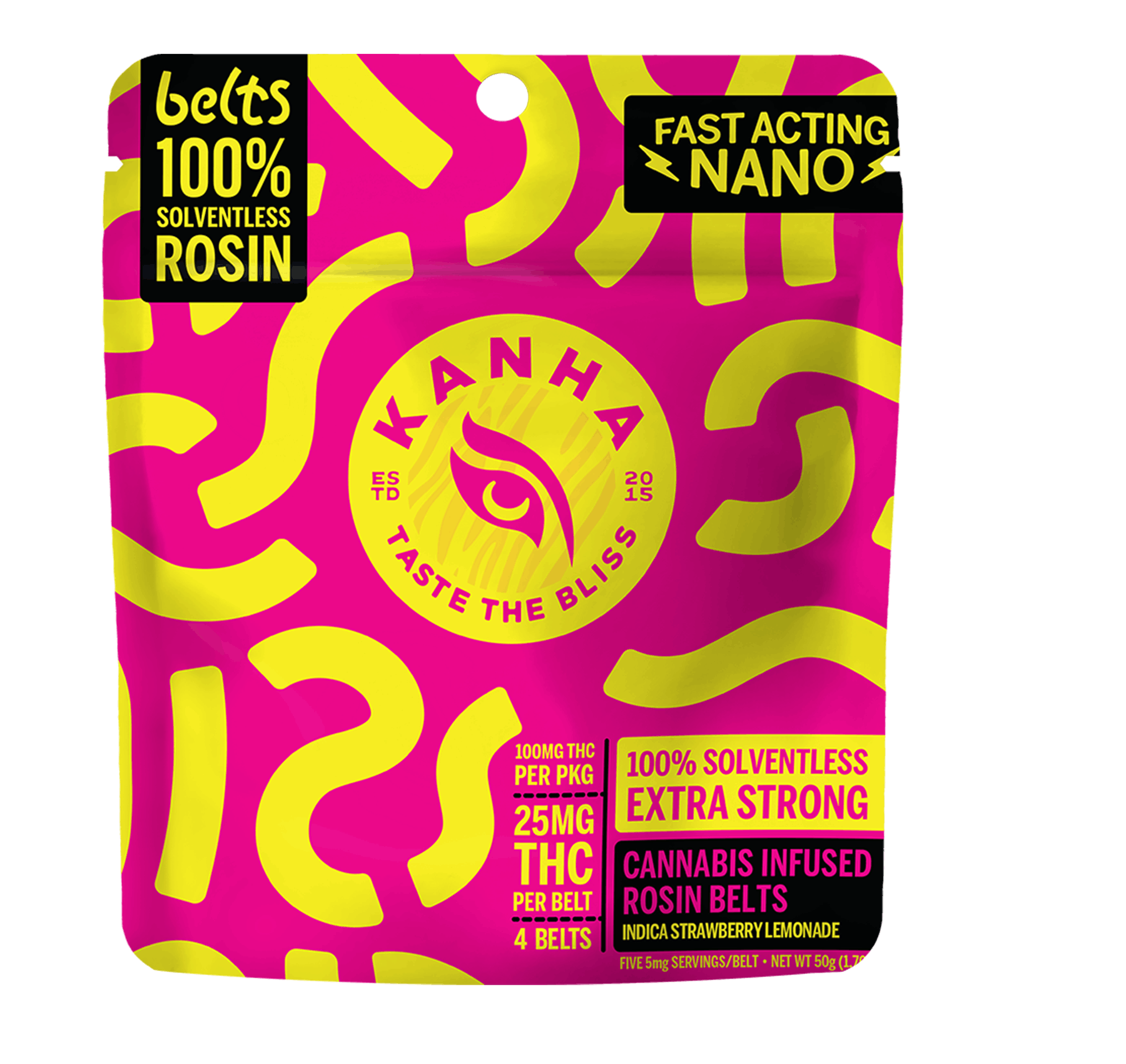 Sour Belts | Indica Strawberry Lemonade Rosin - 100mg - Kanha Gummies -  - $20 - Edibles