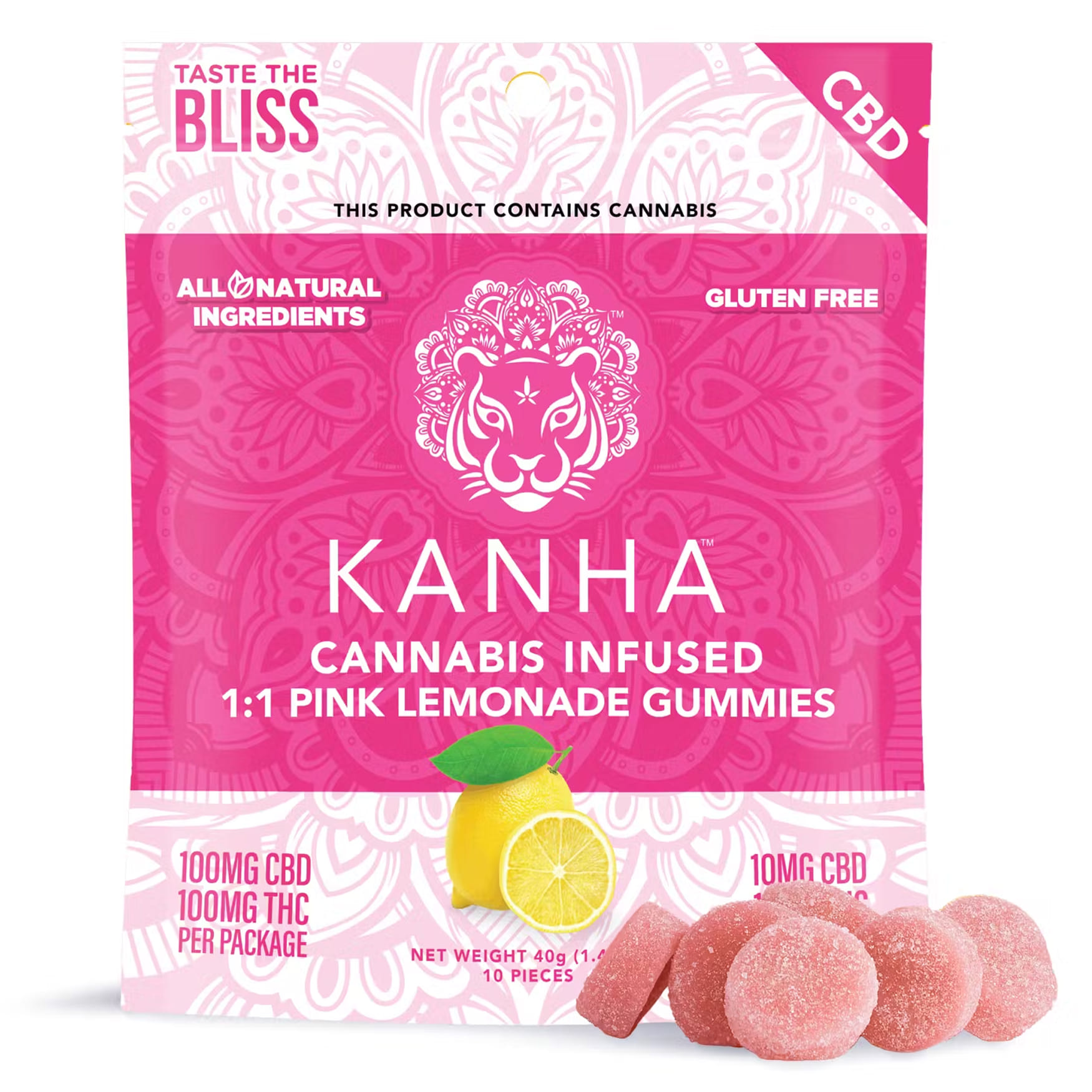 1:1 Pink Lemonade CBD:THC - Kanha - 1:1 Pink Lemonade  (CBD) - $20 - Edibles