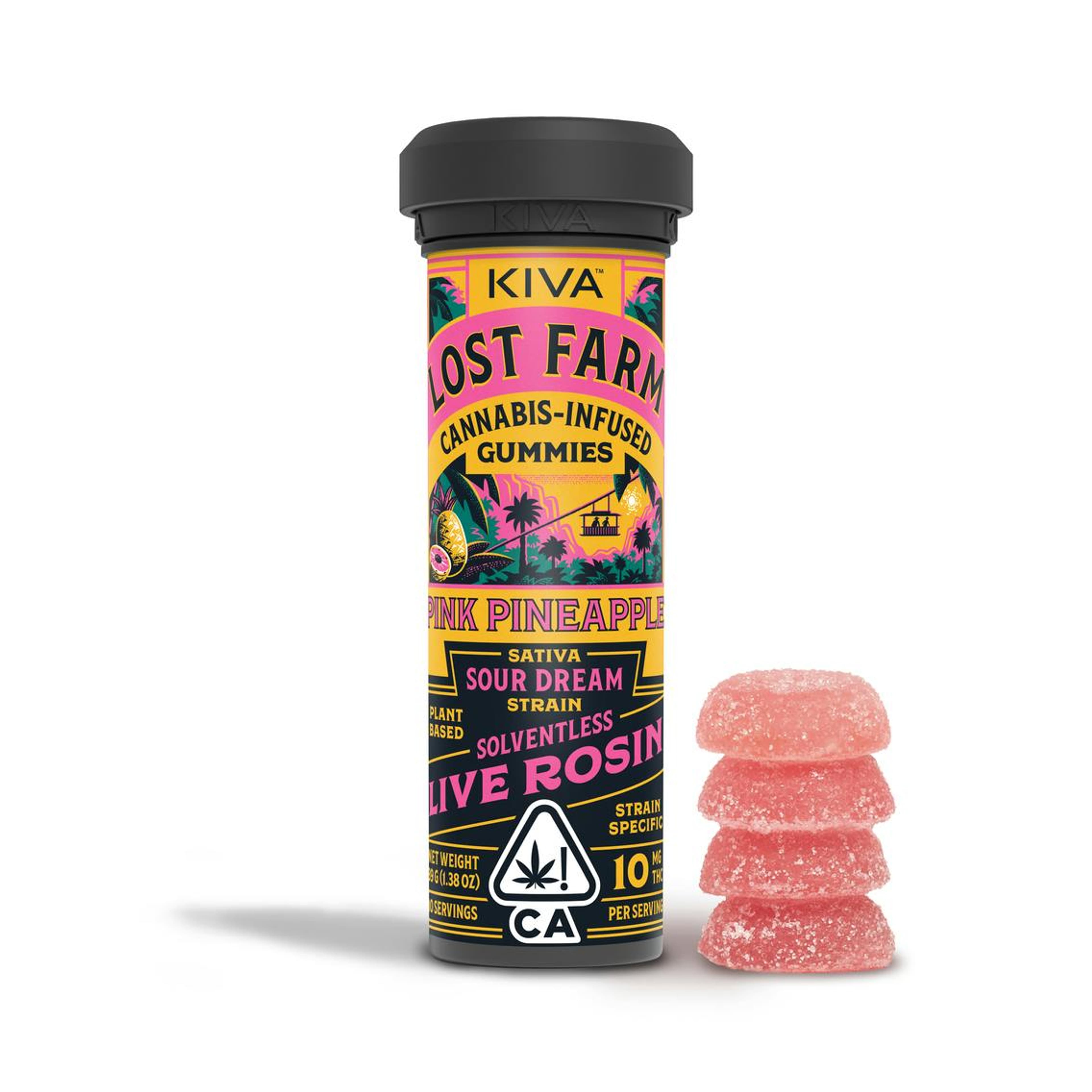 Lost Farm | Pink Pineapple x Sour Dream Live Rosin Infused Gummies - 100mg - Lost Farm by Kiva - - $20 - Edibles