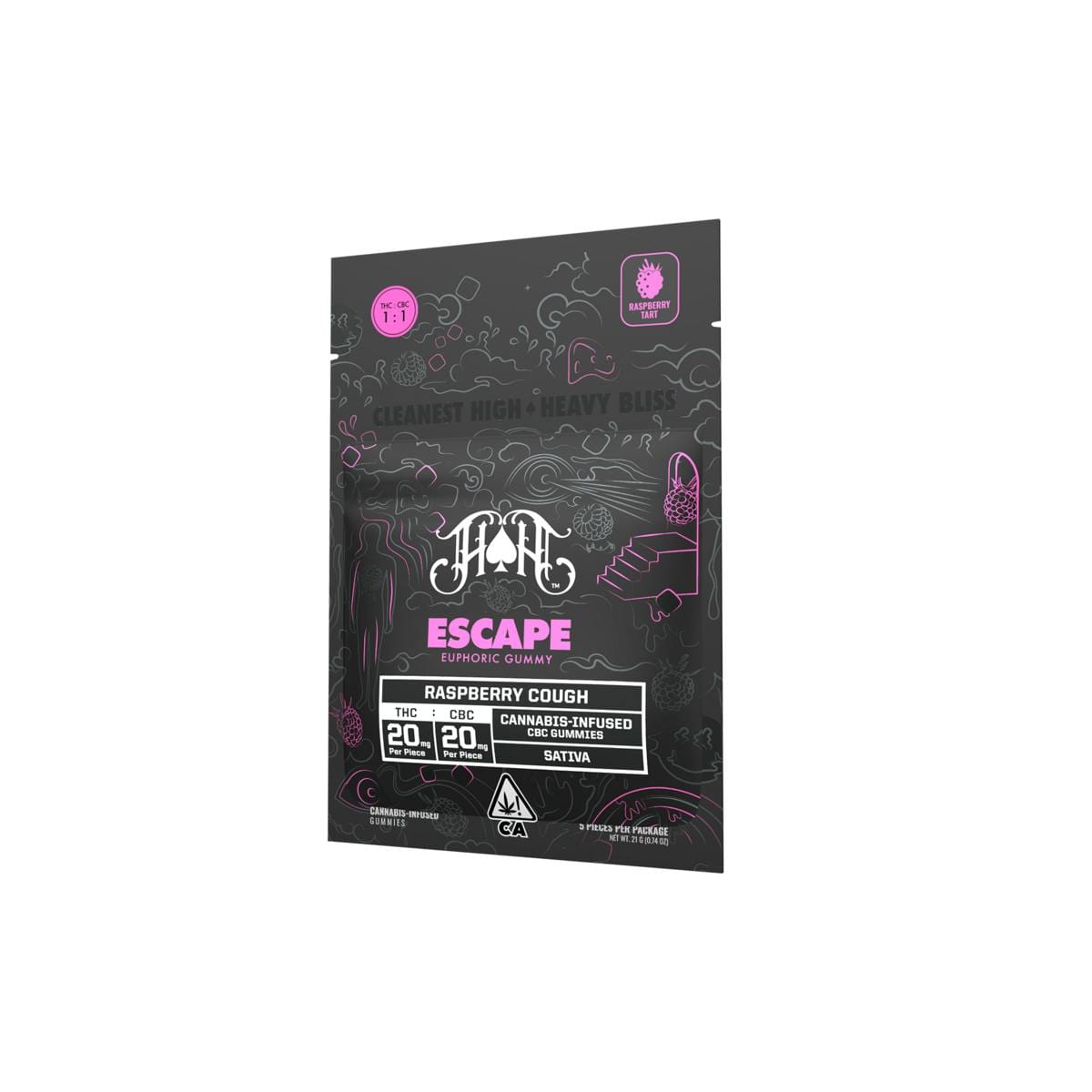 1:1 THC/CBC Escape Bliss Raspberry Cough Gummies - Heavy Hitters -  - $20 - Edible