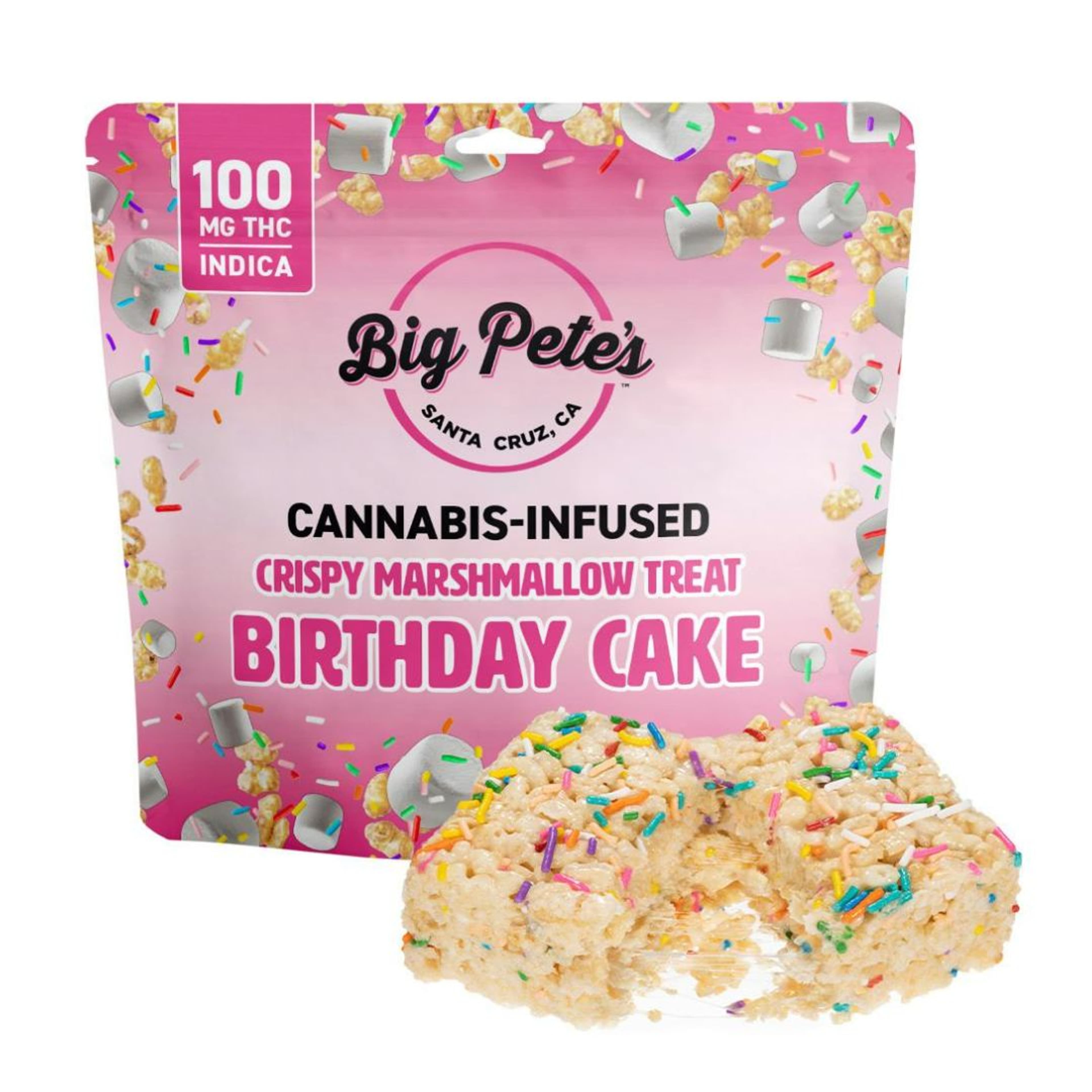 Birthday Cake Crispy Marshmallow Treat 100mg - Big Pete's - - $16.25 - Edible