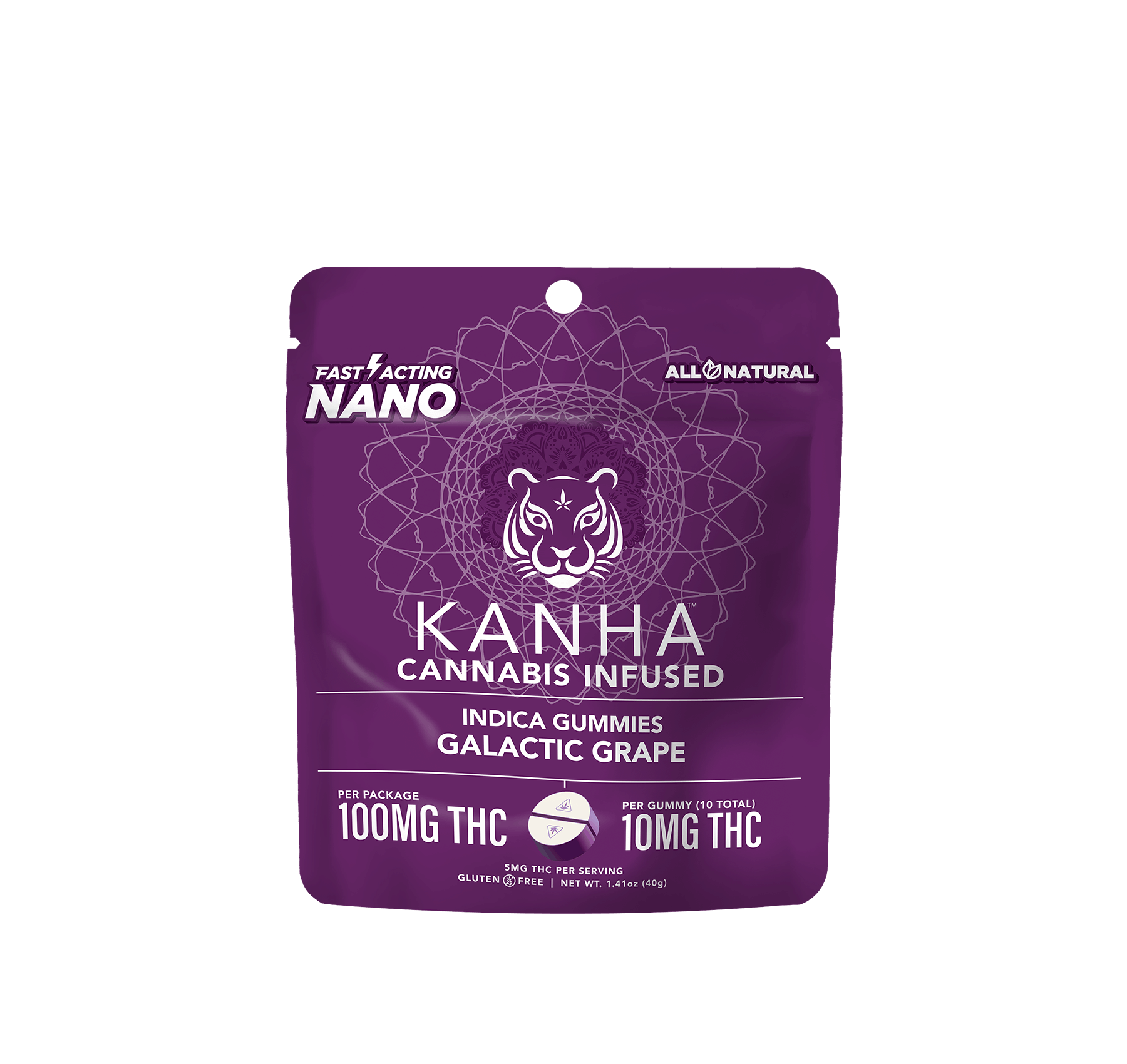NANO Indica Galactic Grape Gummies - 100mg - Kanha Gummies -  - $18 - Edibles