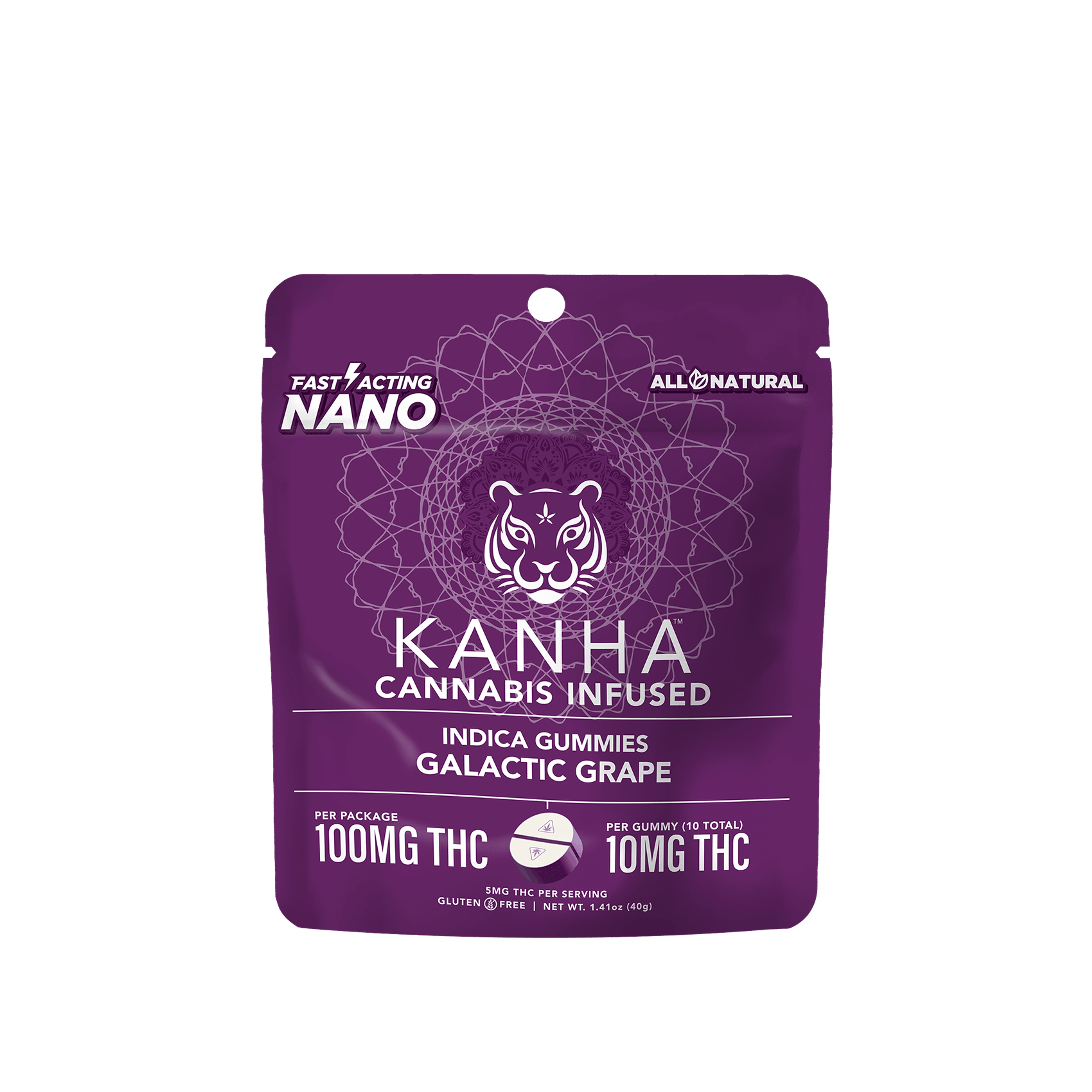 NANO Indica Galactic Grape Gummies - 100mg - Kanha Gummies - - $18 - Edibles
