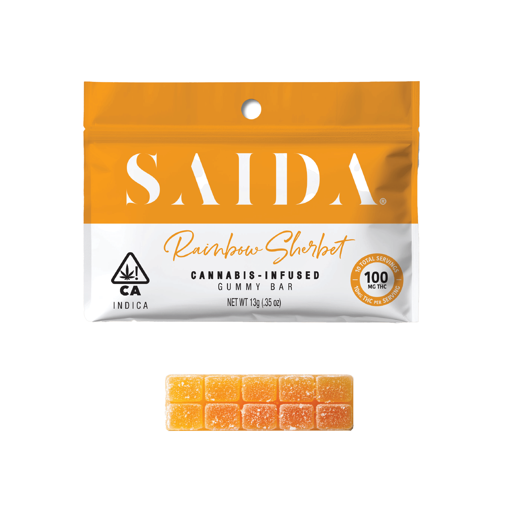 Rainbow Sherbet - Gummy Bar - Saida - 10 Gummies - $7.99 - Edibles