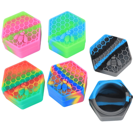 Silicone Hexagon Dab Jar (Mulitcolor) - Glass and Accessories -  - $3 - Paraphernalia