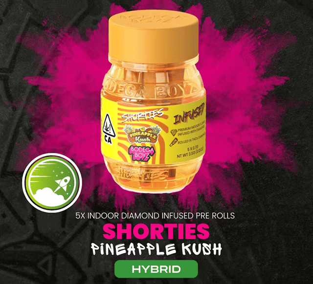 Shorties Pineapple Kush | 5 infused prerolls per Barrel (HYBRID)