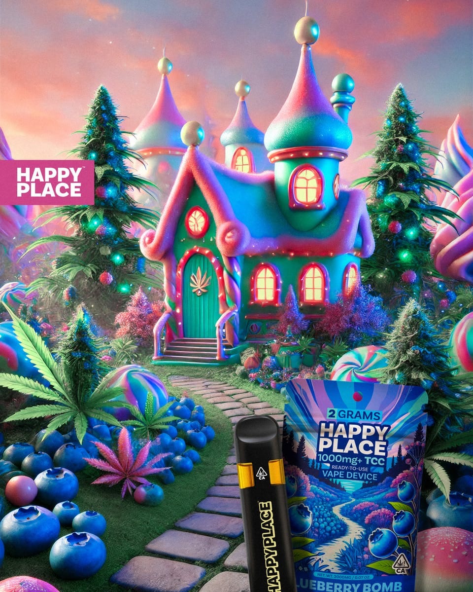 Blueberry Bomb - Disposable - Happy Place - 2 Gram - $19.99 - Disposable Vape (All-In-One, Battery Built-In)