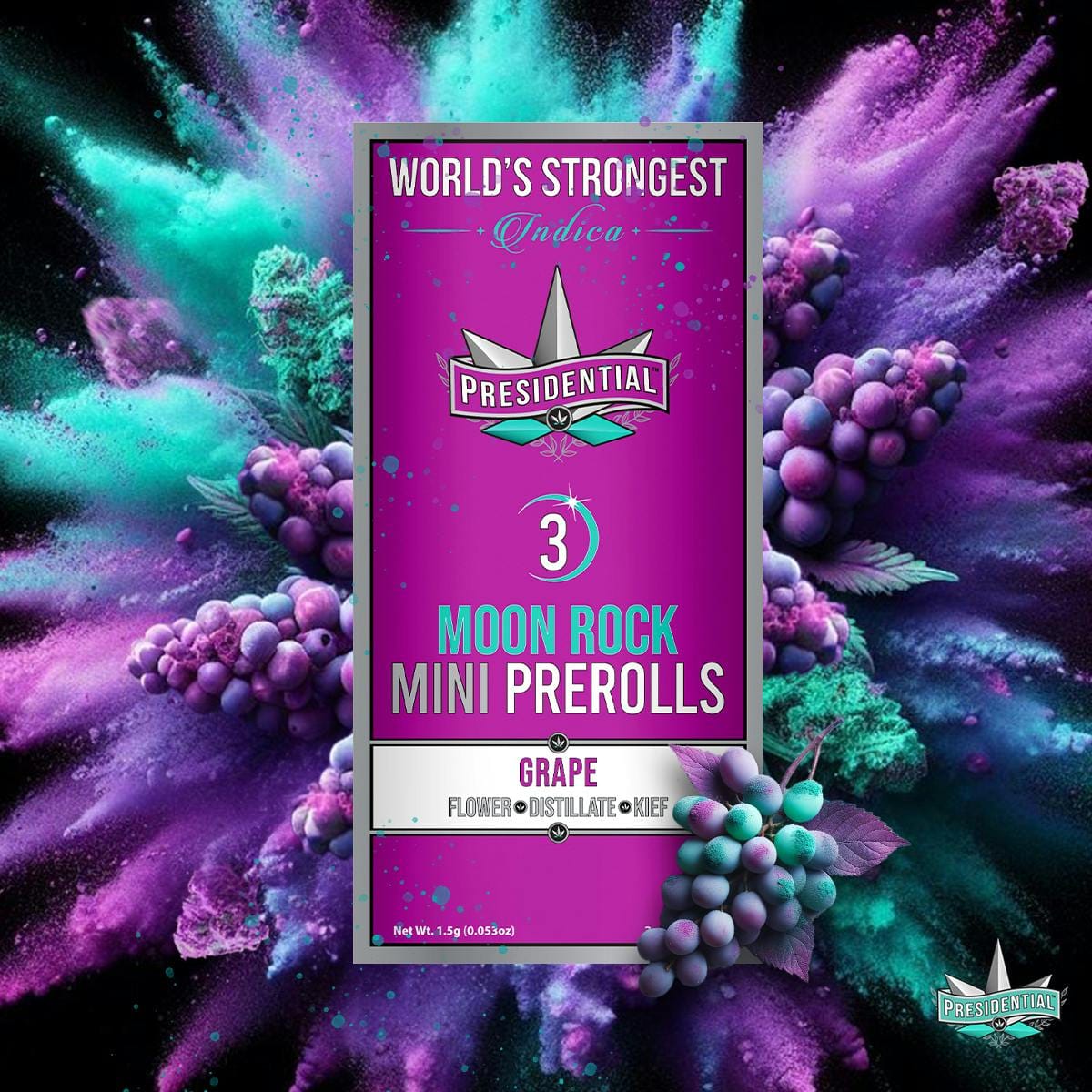 Presidential Pee-Wee Moon Rock Prerolls - Grape (1.5g) - Presidential -  - $29 - Infused Pre-Rolls