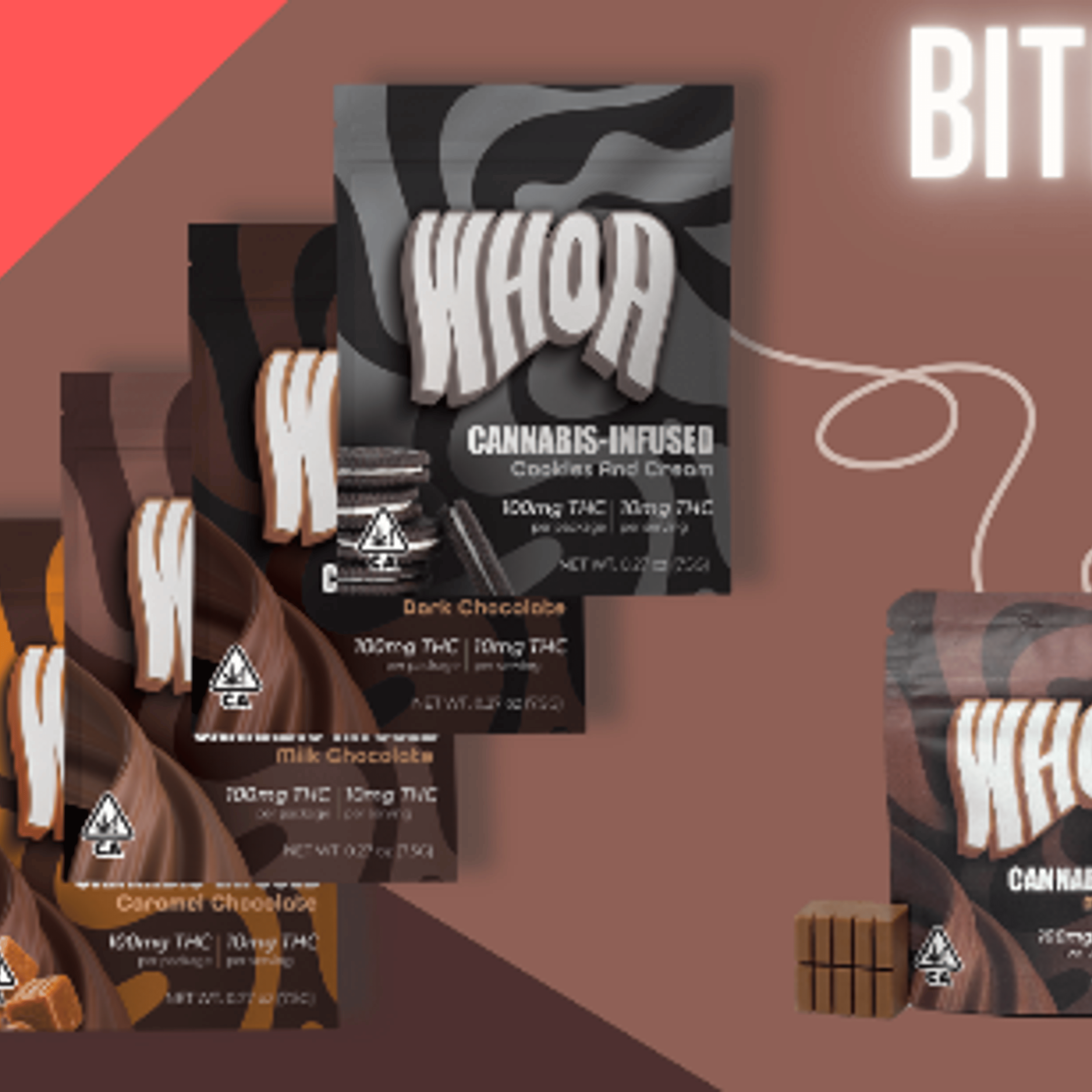 Strawberry Cookies & Cream Bites 100mg - WHOA - - $6 - Edibles