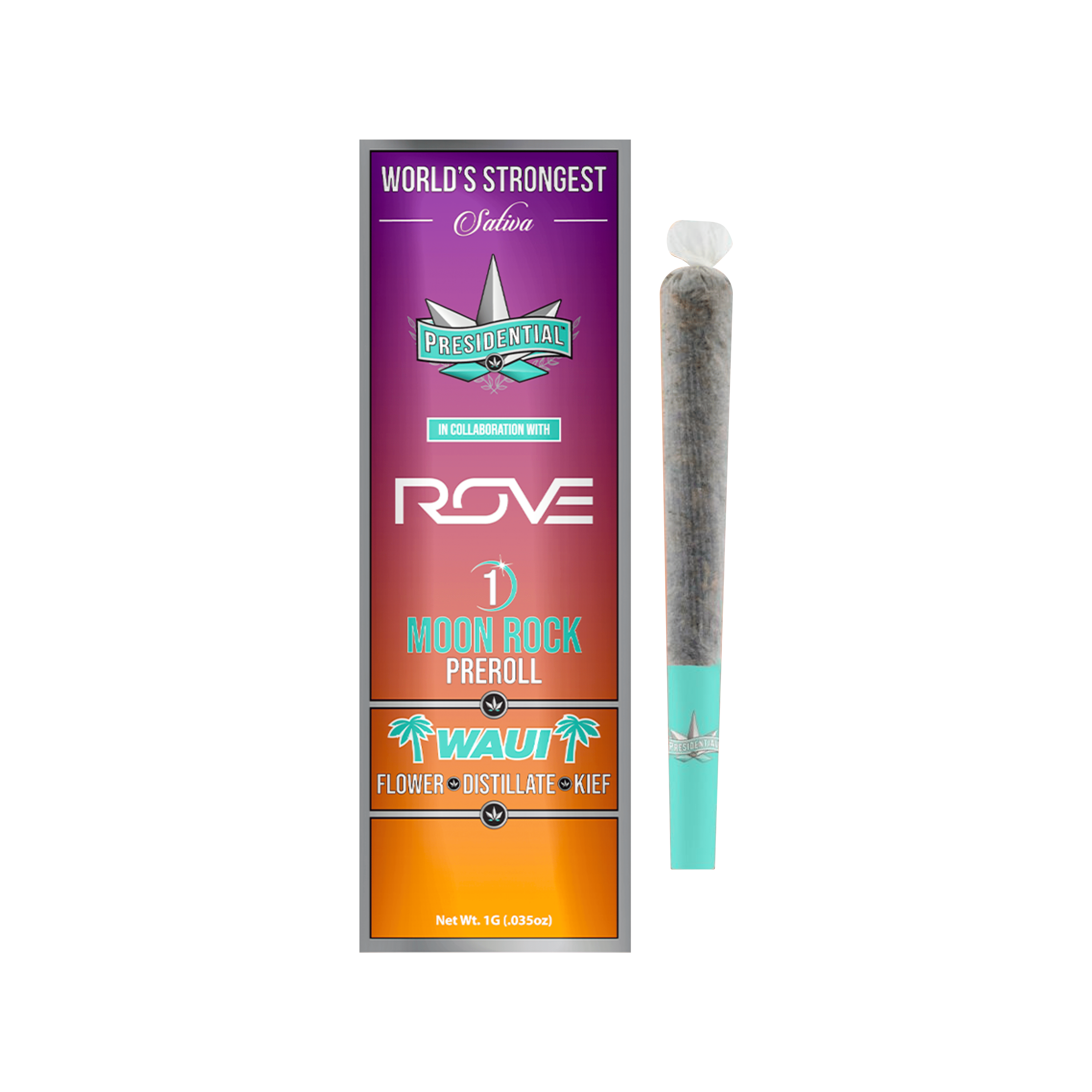 Waui Moon Rock Pre Roll (Presidential x Rove) - 1g - Presidential - - $16.50 - Infused Pre-Rolls