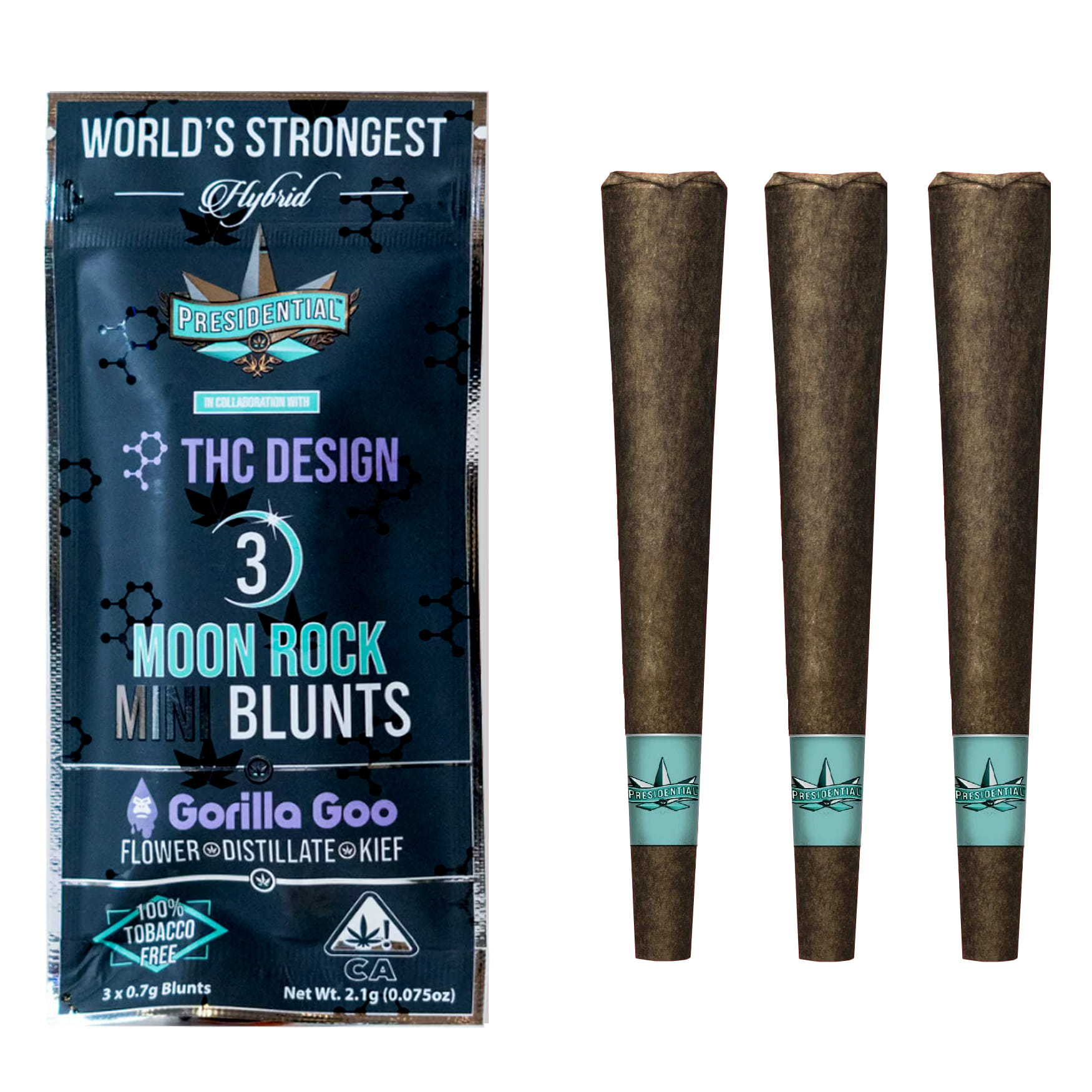 Gorilla Goo Mini Moon Rock  Blunts 3pk - Presidential - Gorilla Goo (H) 3pk - $26.40 - Pre-Rolls