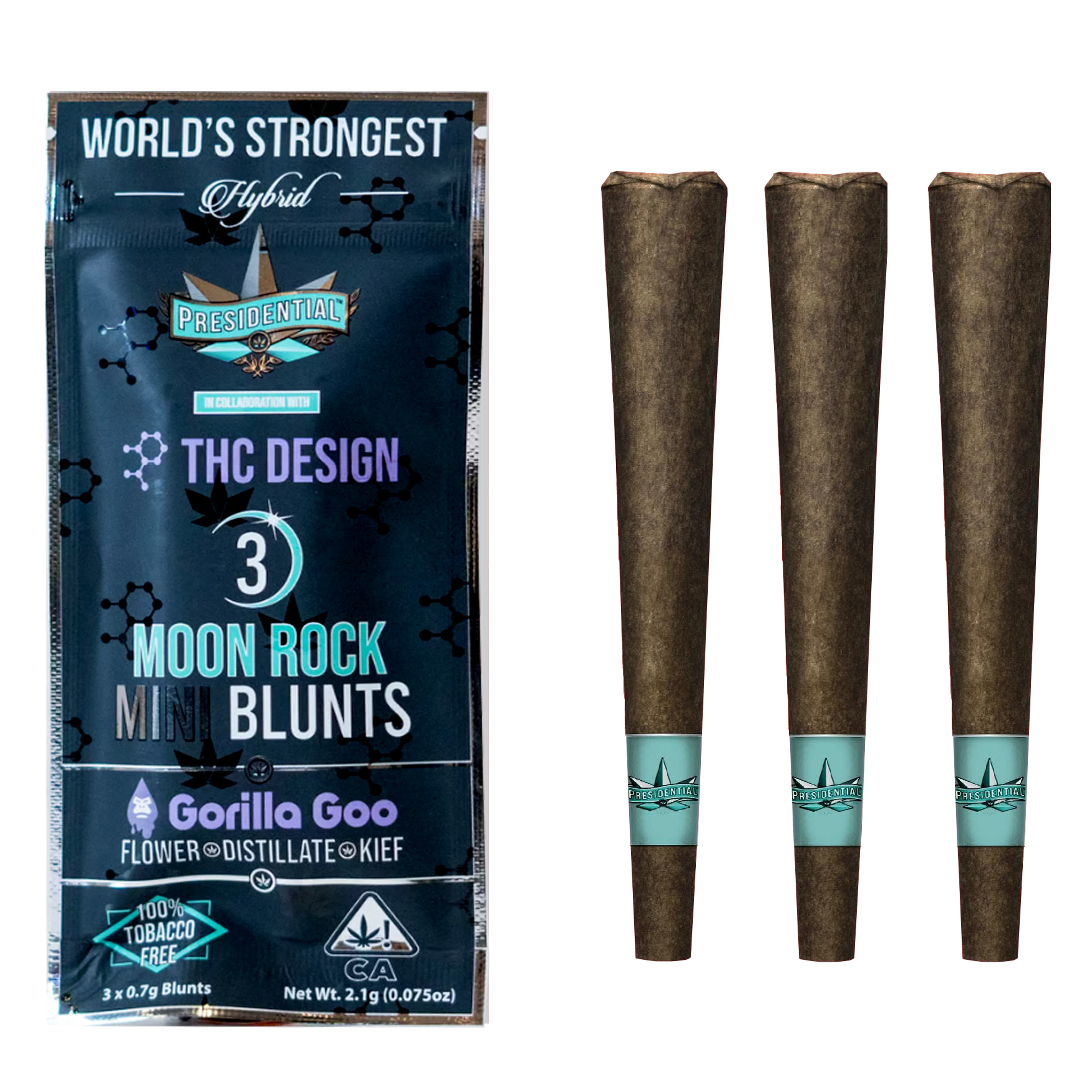 Gorilla Goo Mini Moon Rock Blunts 3pk - Presidential - Gorilla Goo (H) 3pk - $26.40 - Pre-Rolls