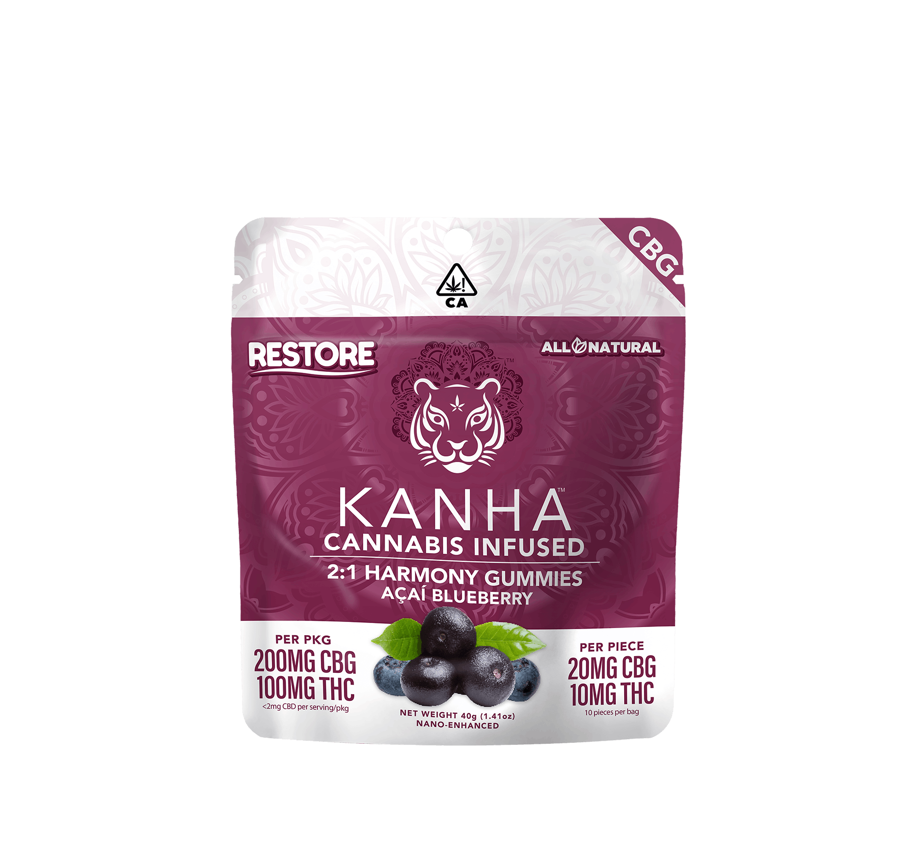 ACAI BLUEBERRY 2:1 CBG/THC - KANHA -  - $20 - Edible (weight - each)