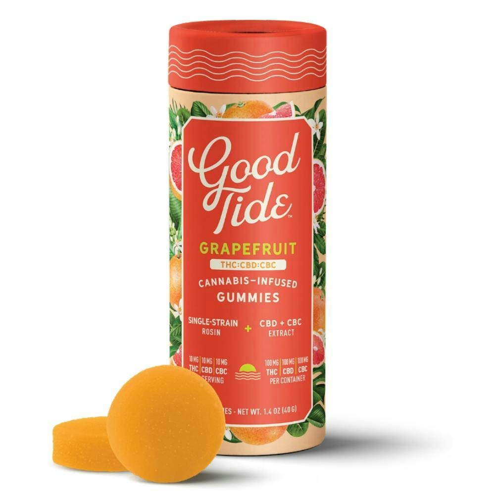 Good Tide: Grapefruit Solventless Hash Rosin Gummies | Blissful | 1:1:1 THC:CBD:CBC - 300mg - Good Tide -  - $25 - Edibles