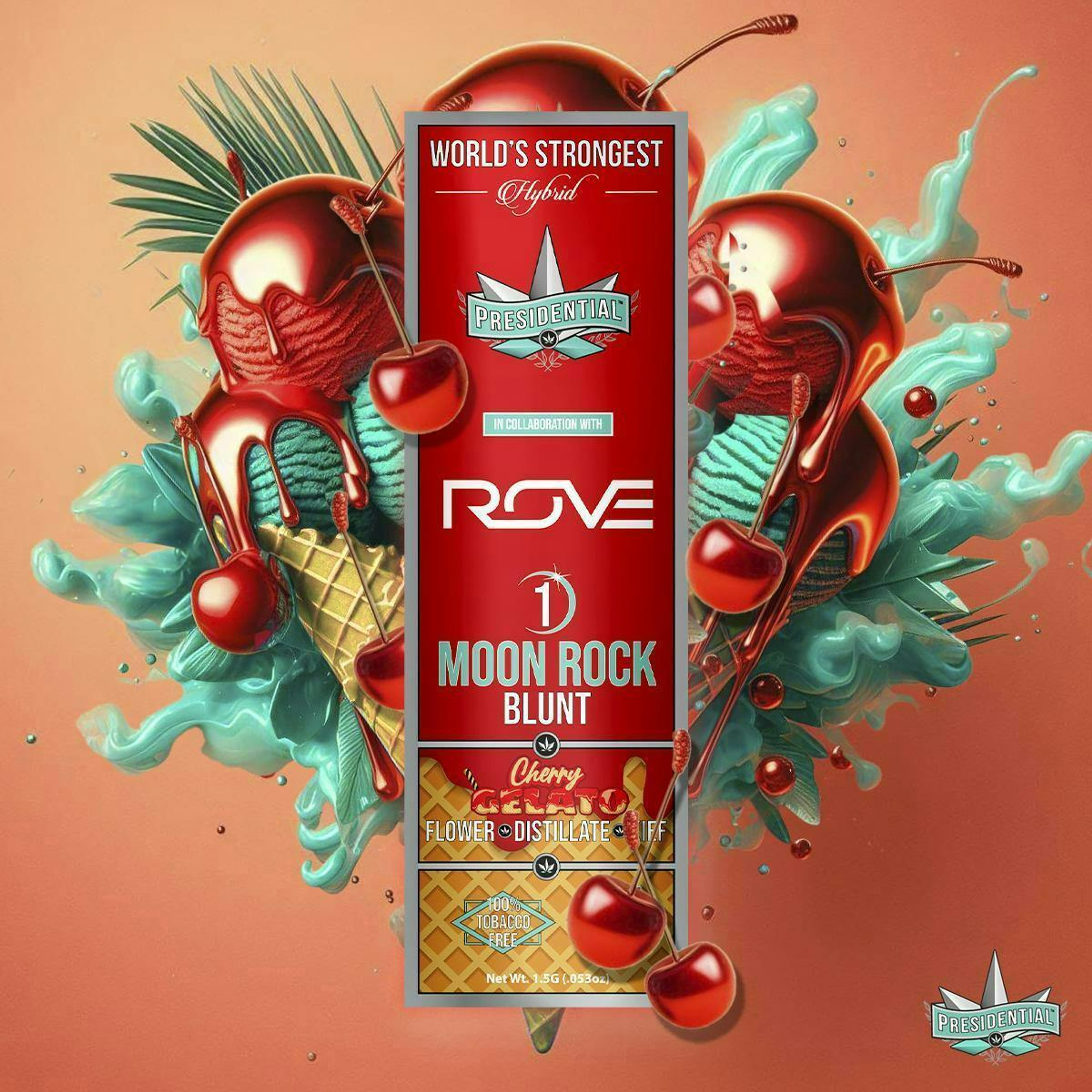 Presidential Moon Rock Blunt - Cherry Gelato (1.5g) - Presidential - Presidential Moon Rock Blunt - Cherry Gelato (1.5g) - $29 - Infused Pre-Rolls