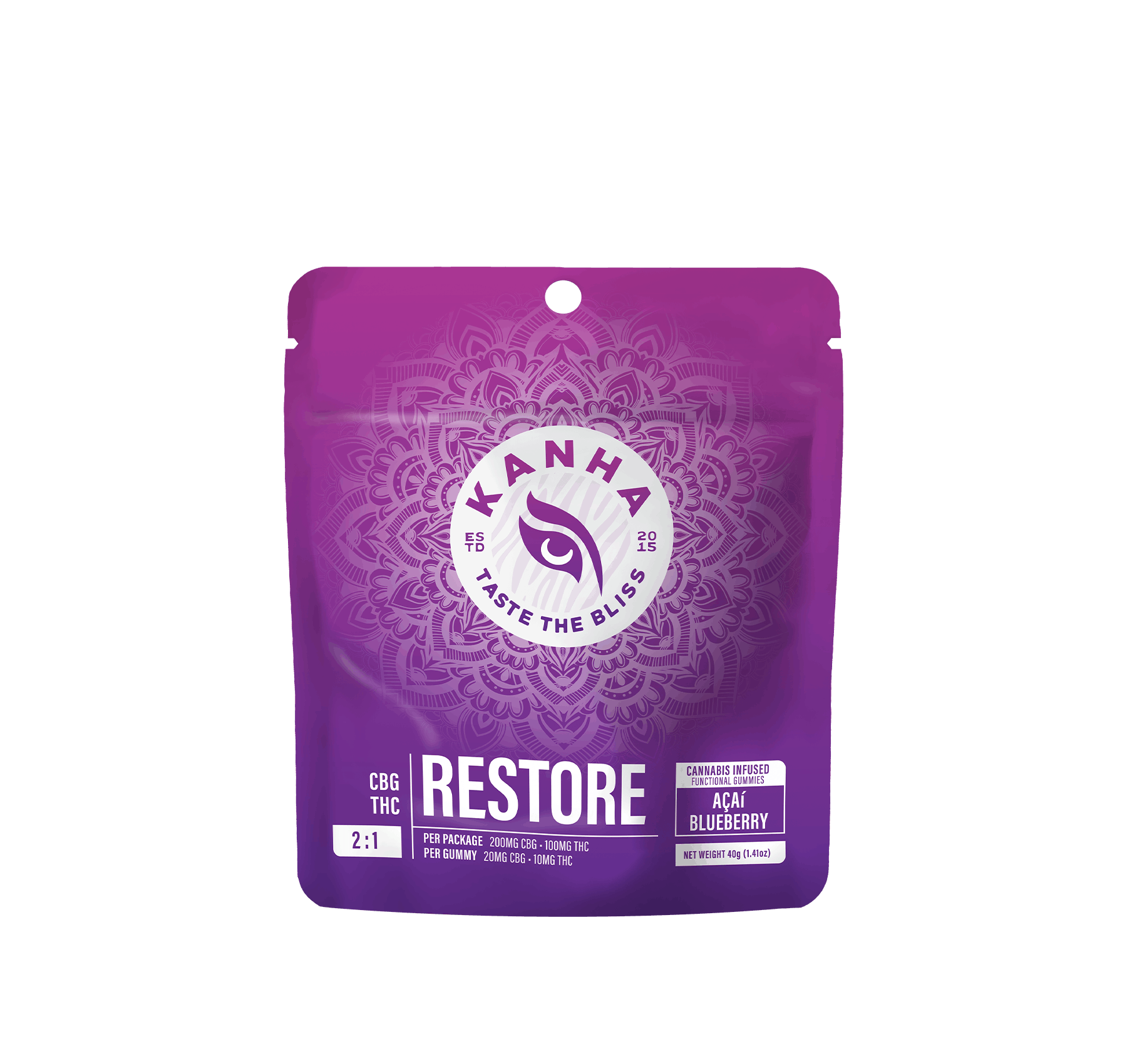 Acai Blueberry NANO  2:1 CBG Gummies - KANHA -  - $22.50 - Edibles